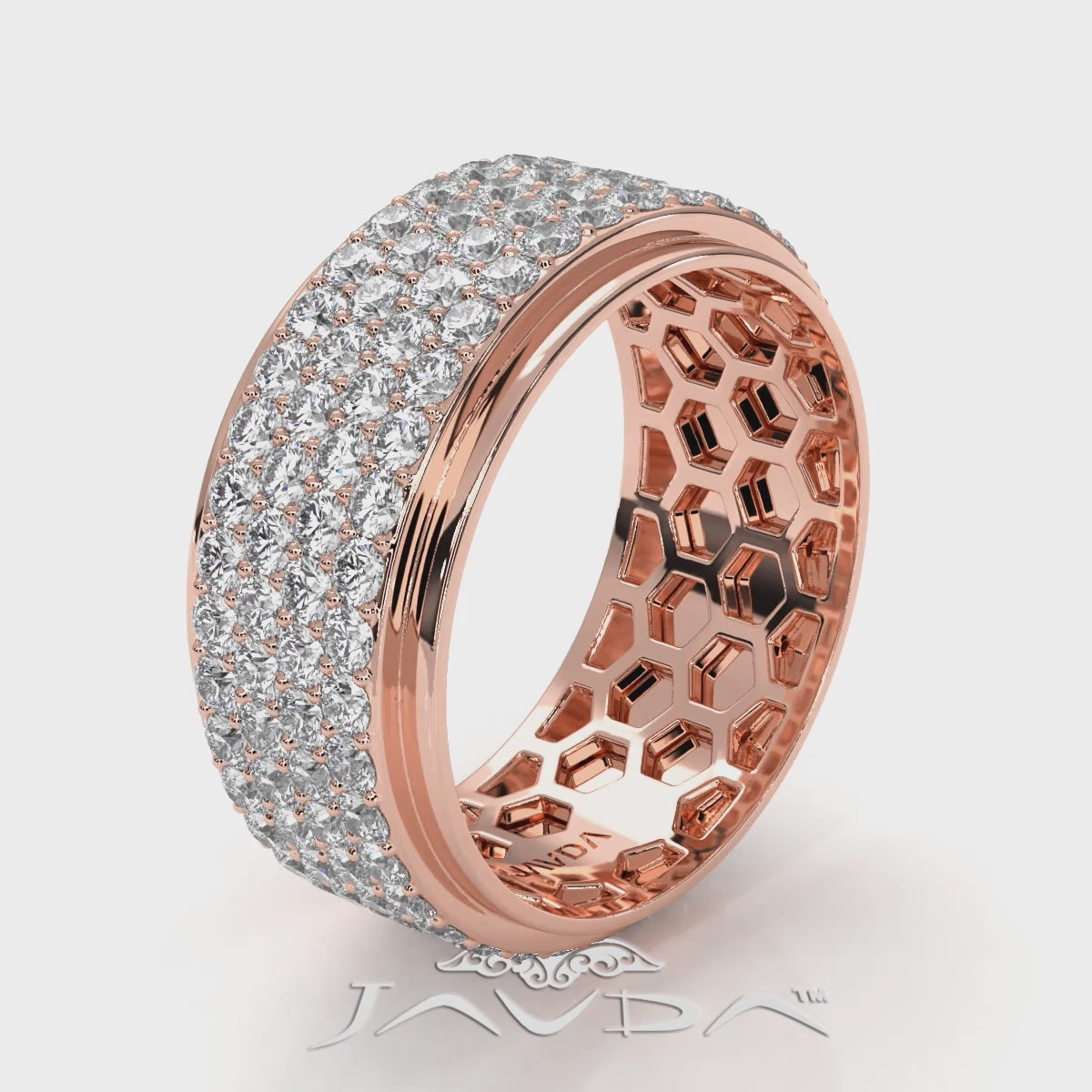 Matte Finish 4 Row Round Diamond Eternity Men Wedding Band 14k White Gold 2.83 Ctw.