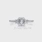 3 Stone Emerald Lab Grown Diamond Engagement Ring 0.84 Ctw.
