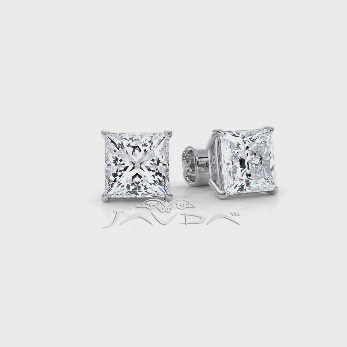 Princess Lab Grown Diamond Stud Earring IGI Certified in 14k White Gold 6 Ctw.