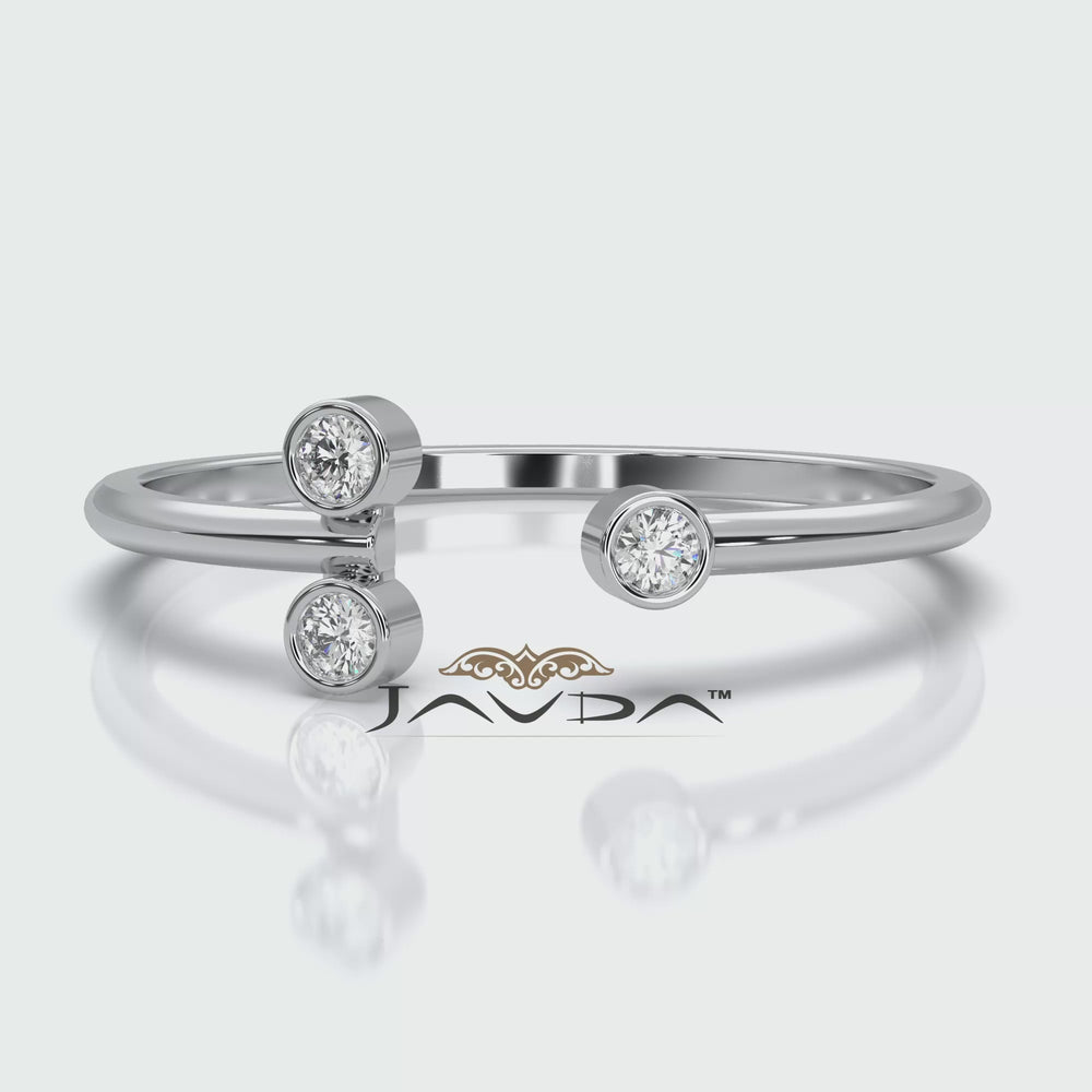 Alternating Open Cuff Round Lab Diamond Bezel Set Anniversary Ring 0.05ctw.