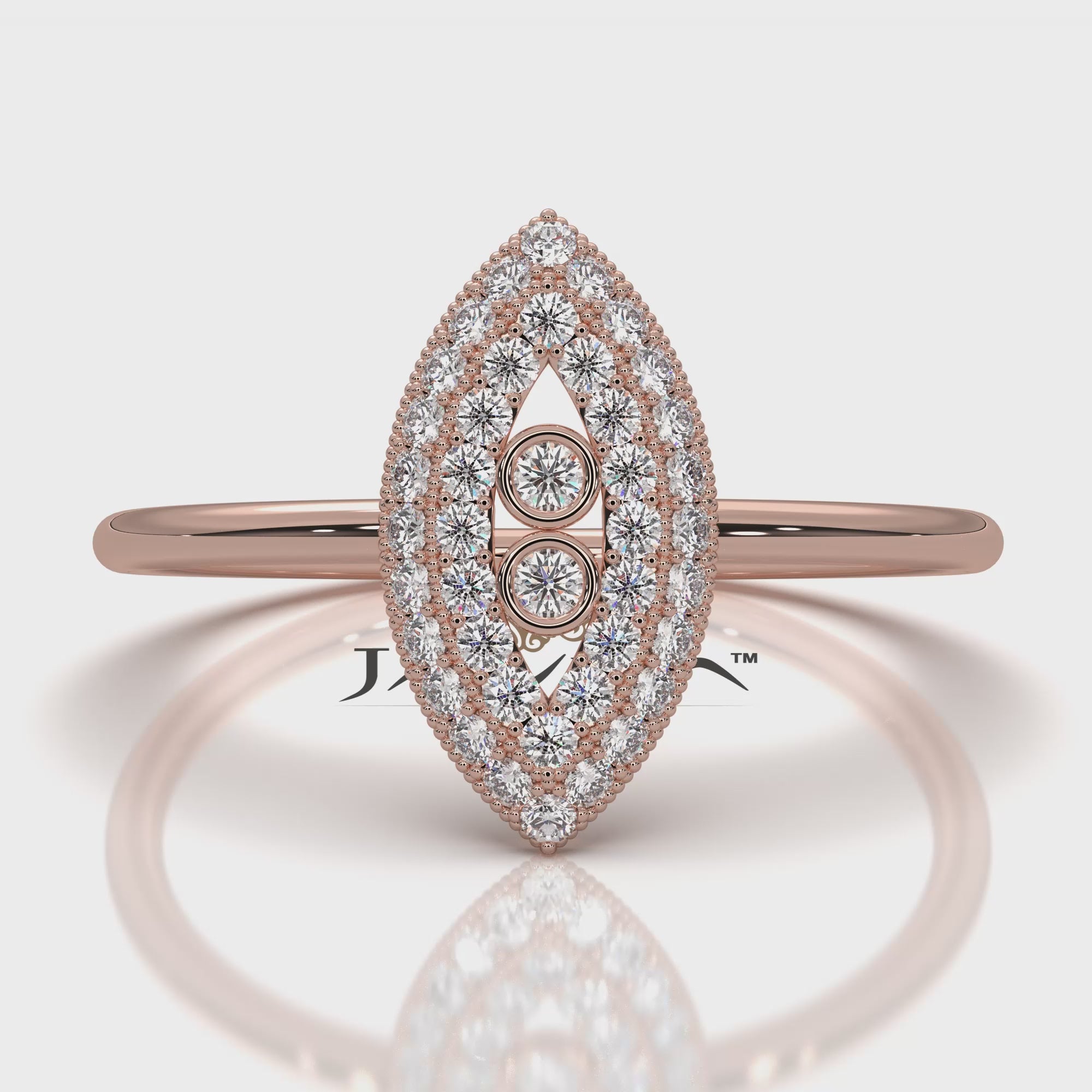 Light Weight Marquise Double Halo Lab Diamond Engagement Ring 0.24ctw.