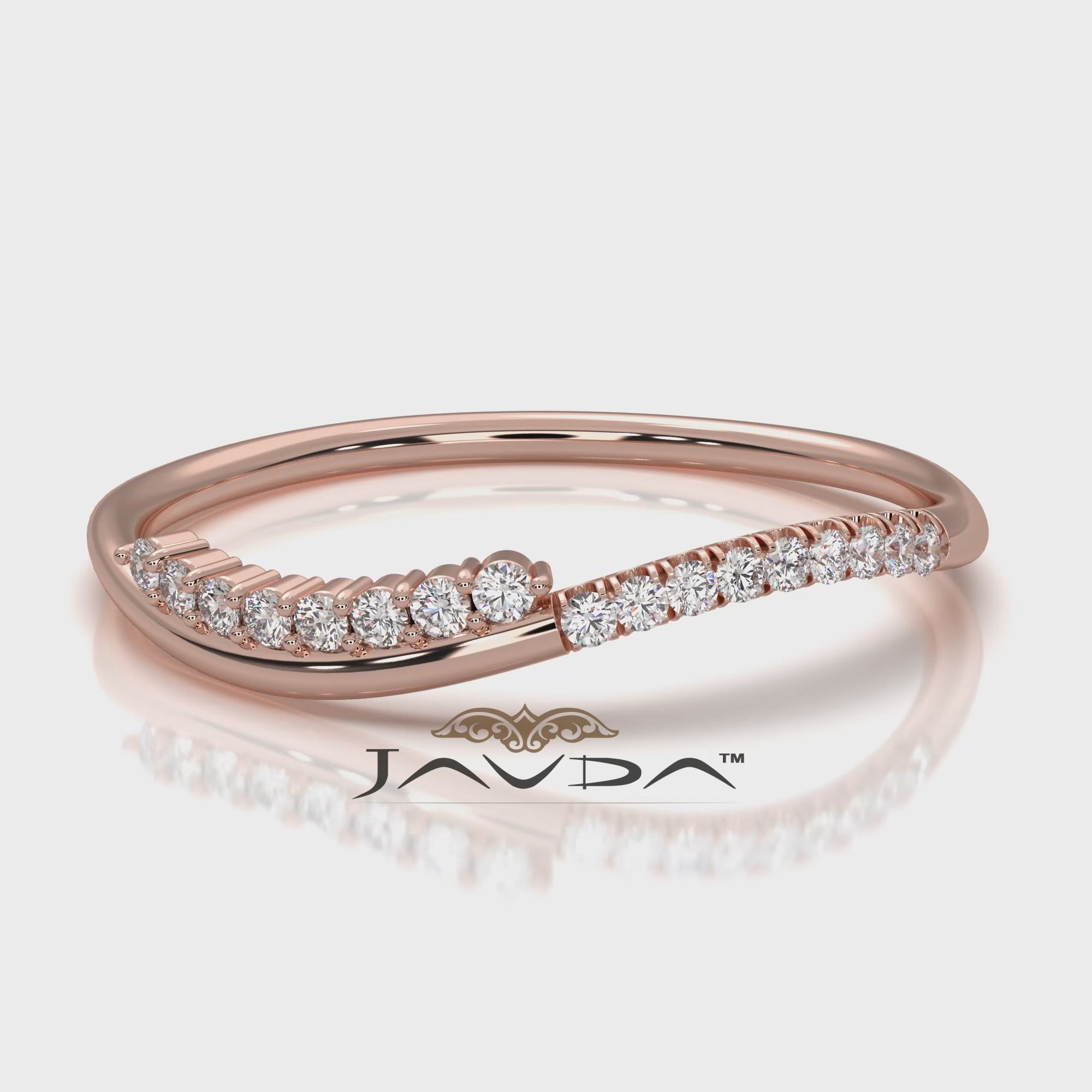 Delicate Minimalist Prong Set Round Lab Diamond Curved Ring 0.07ctw.