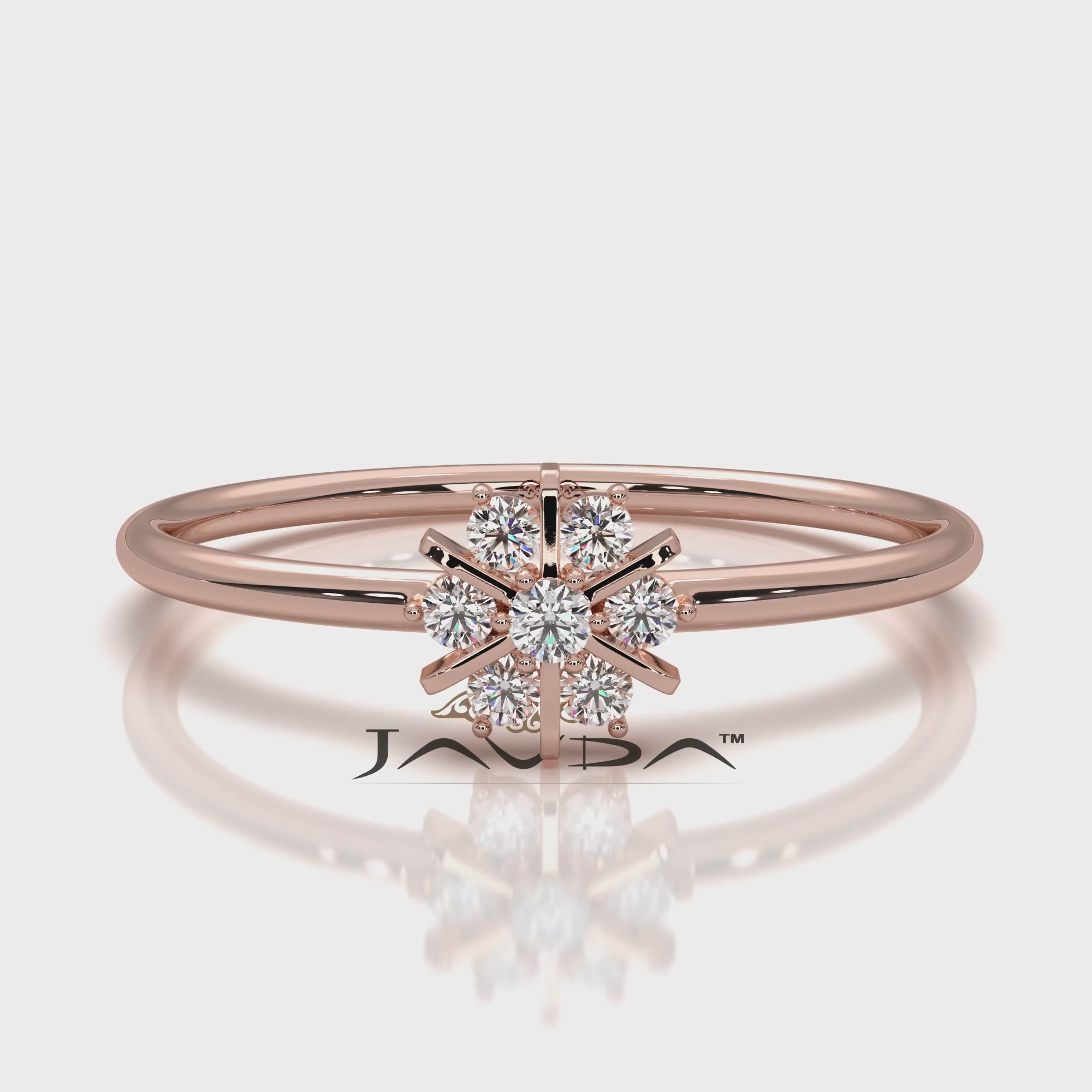 Minimalist Flower Stackable Round Lab Diamond Fashion Ring 0.09ctw.
