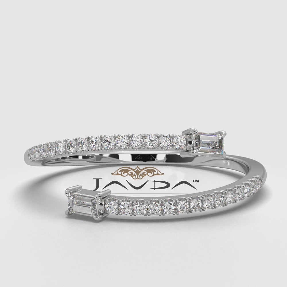 Baguette and Round Lab Diamond Open Fashion Ring 0.18ctw.