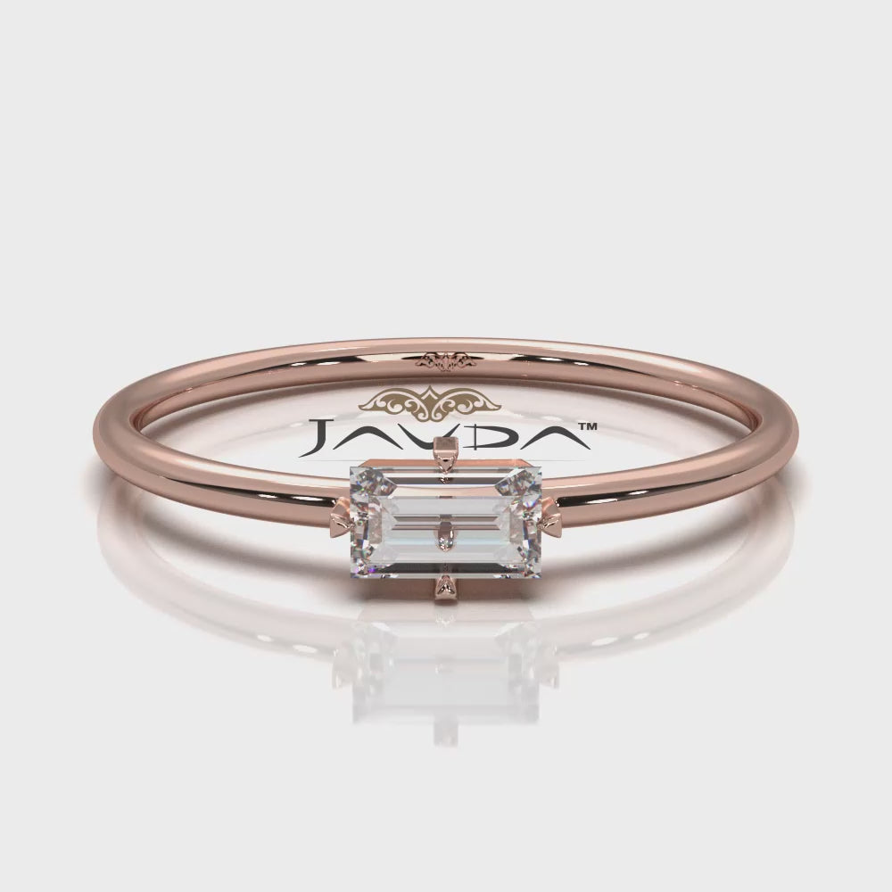 Slim Horizontal Baguette Lab Diamond Fashion Prong Set Ring 0.31ctw.