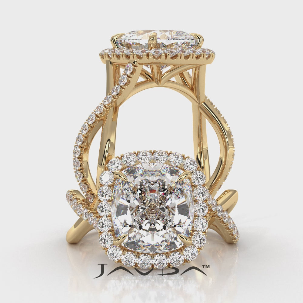 Twisted Halo XOXO Style Lab Grown Diamond Engagement Ring IGI Certified 3.70 Ctw.