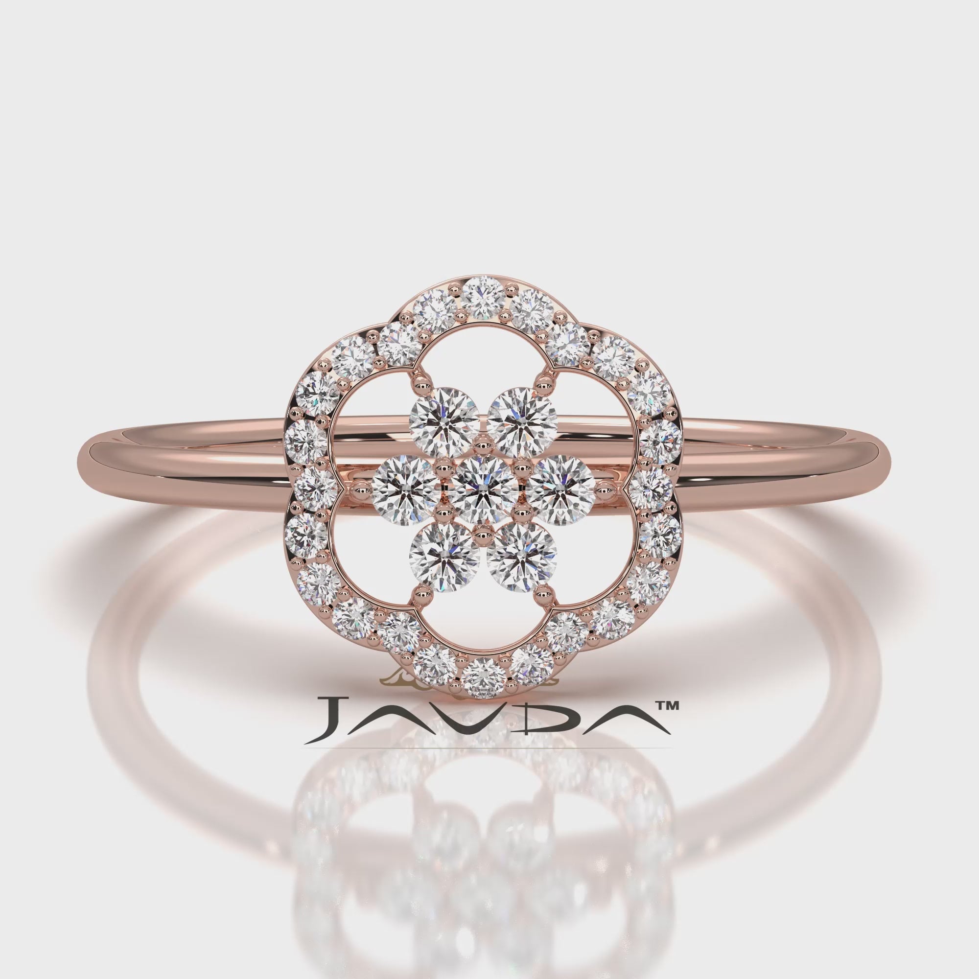 Floral Design Prong Set Minimalist Round Lab Diamond Fashion Ring 0.21ctw.