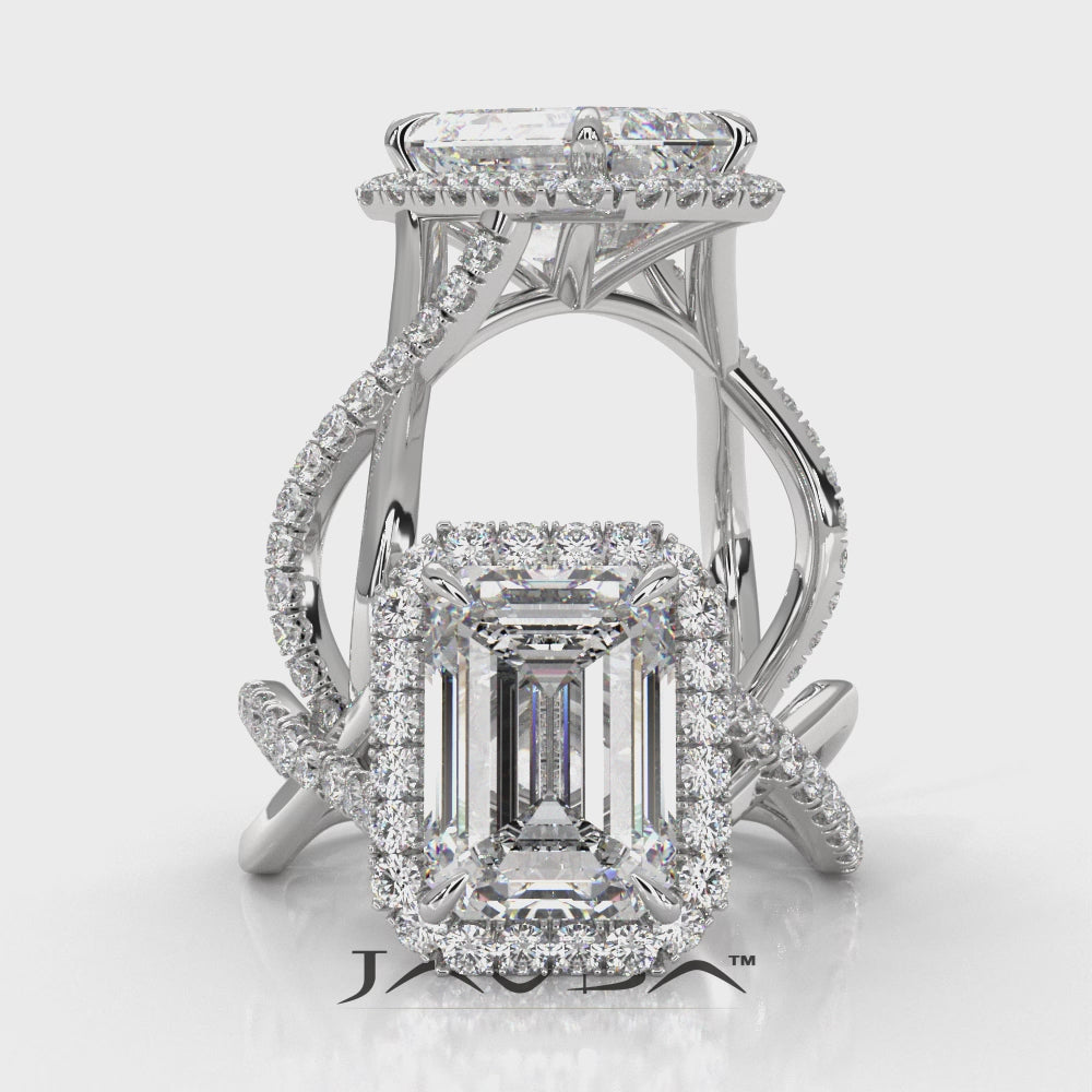 Twisted Halo XOXO Style Lab Grown Diamond Engagement Ring IGI Certified 3.70 Ctw.