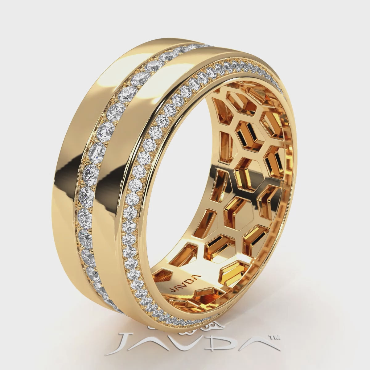 Matte Finish 2 Row Round Diamond Eternity Men Wedding Band 14k White Gold 1.94 Ctw.