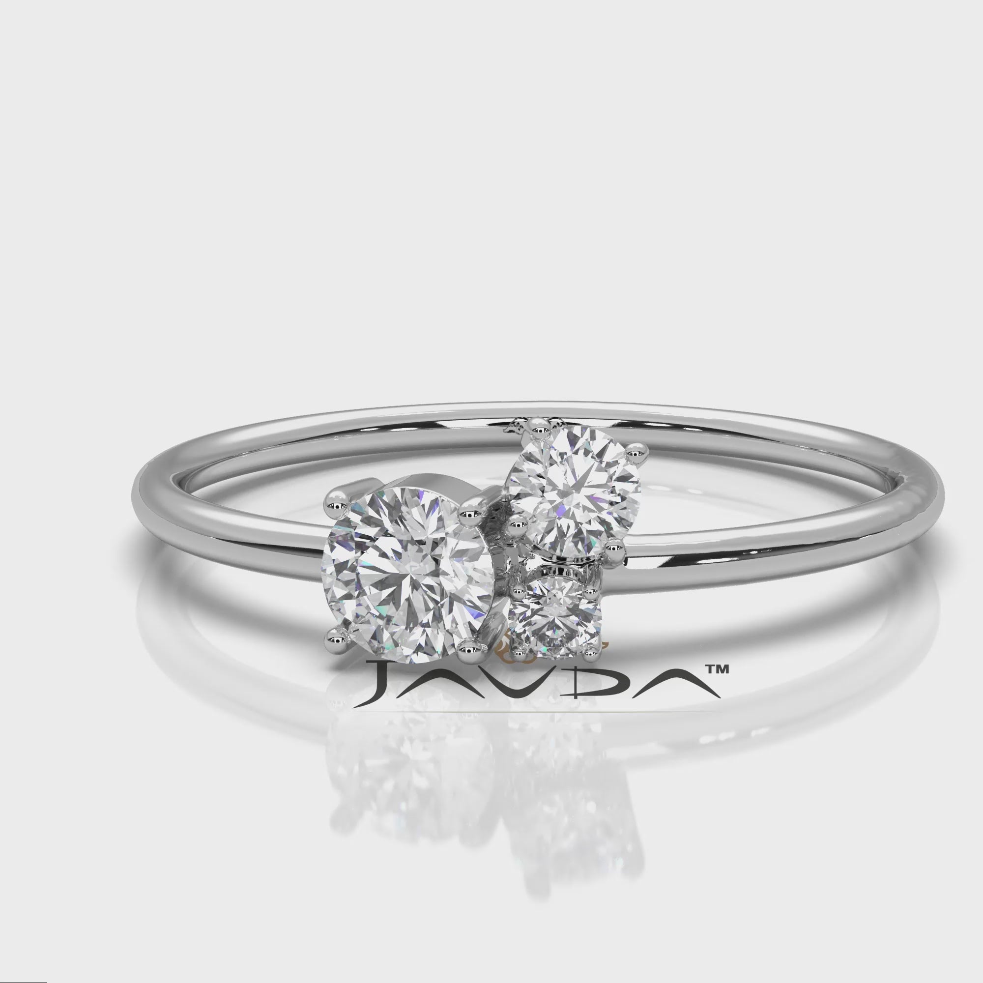 3 Stone Cluster Slim Round Lab Diamond Fashion Ring 0.15ctw.