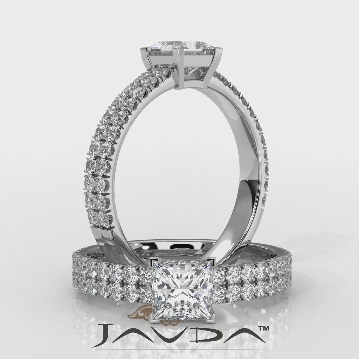 U Shape Prong Setting Lab Grown Diamond Engagement Ring IGI Certified 1.75 Ctw.