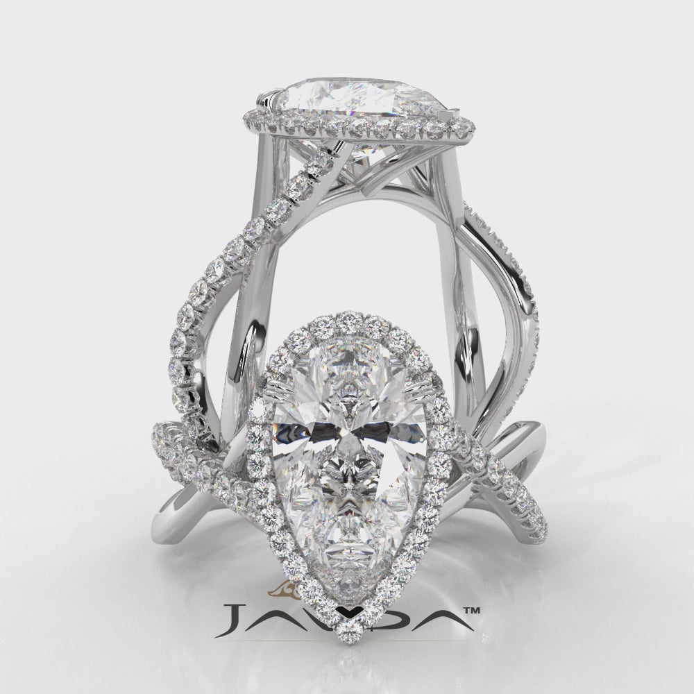 Twisted Halo XOXO Style Lab Grown Diamond Engagement Ring IGI Certified 3.70 Ctw.