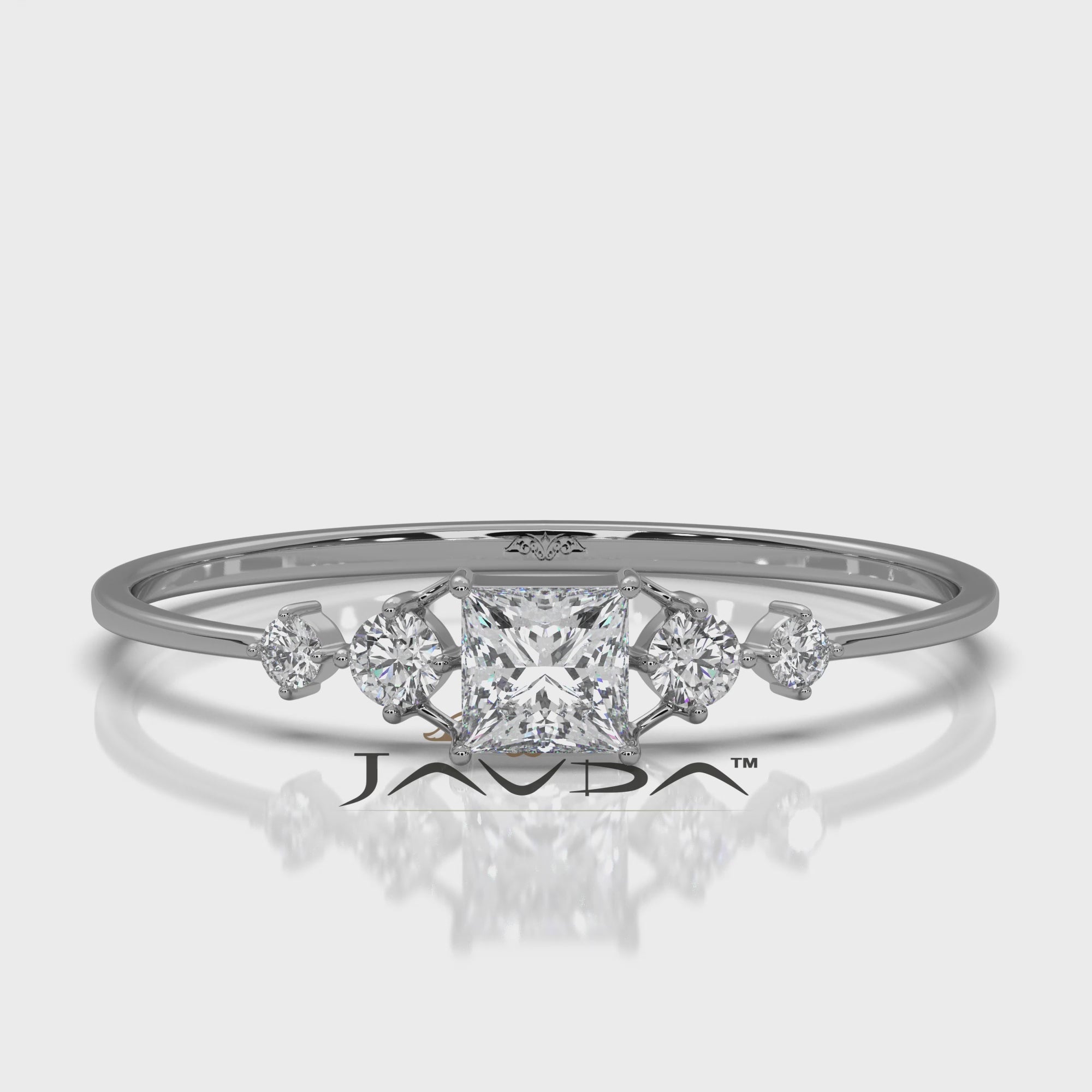 Stackable Petite 5 Stone Princess Round Lab Diamond Fashion Ring 0.23ctw.