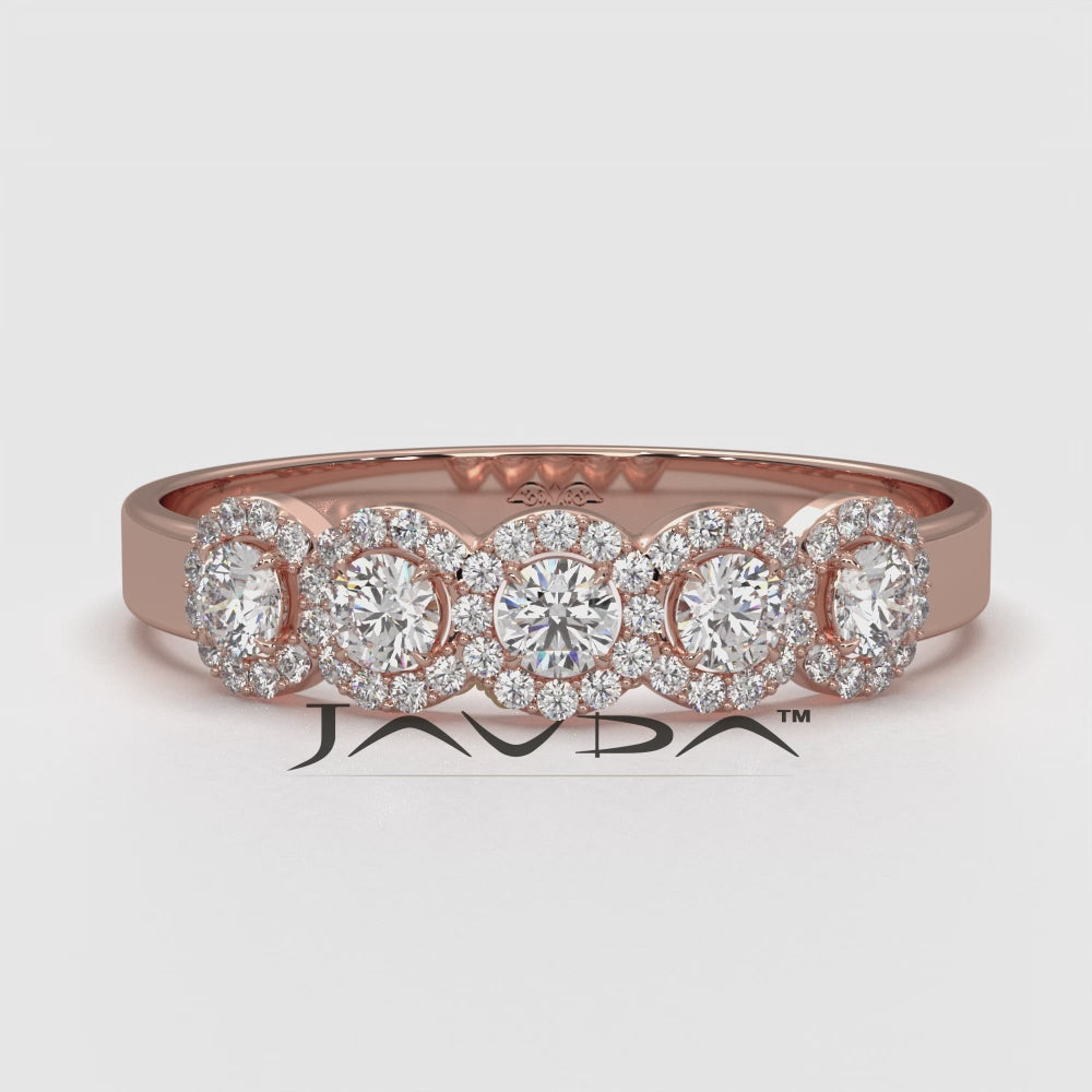 Halo Round Lab Diamond Fashion Wedding Band Ring 0.45ctw.