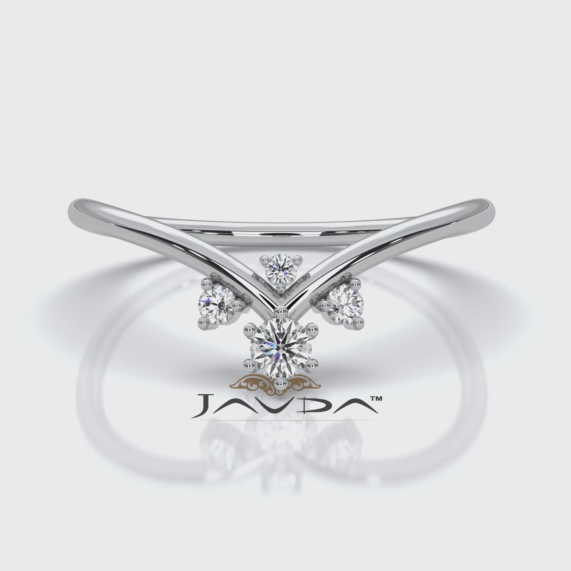 V Shaped Cluster Round Lab Diamond Fashion Anniversary Ring 0.1ctw.