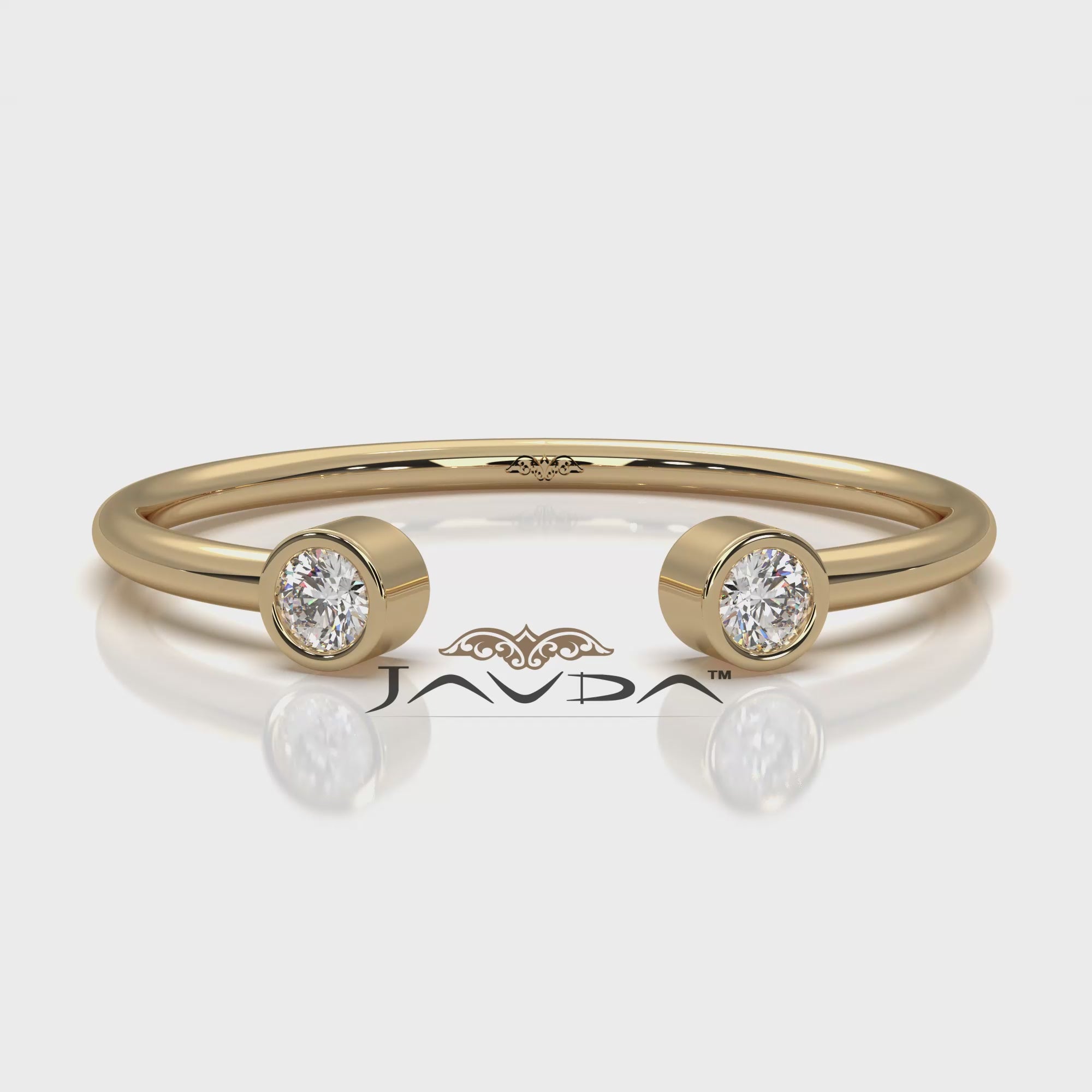 Minimalist Open Cuff Bezel Round Lab Diamond Fashion Ring 0.06ctw.