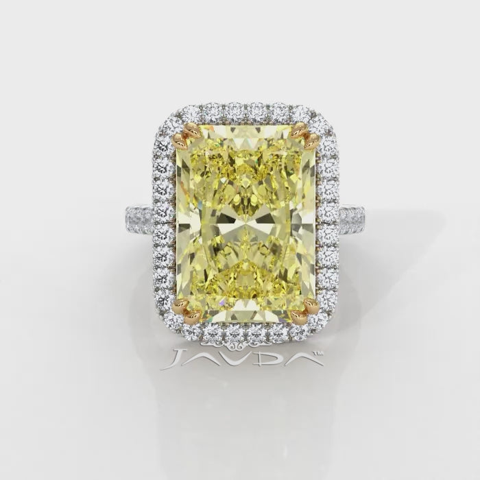 Radiant Fancy Yellow Diamond 14K 2tone Engagement Ring IGI Certified 11.06ctw