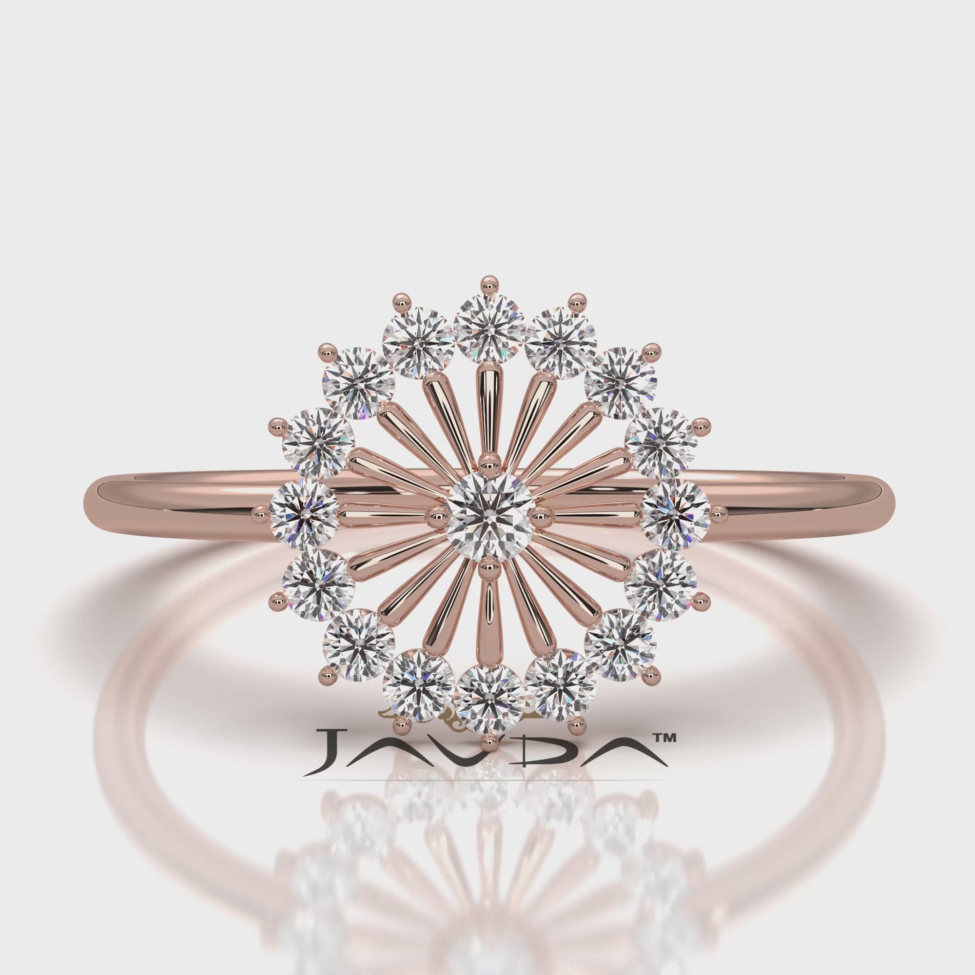 Sleek and Light Weight Fashion Halo Round Lab Diamond Ring 0.23ctw.