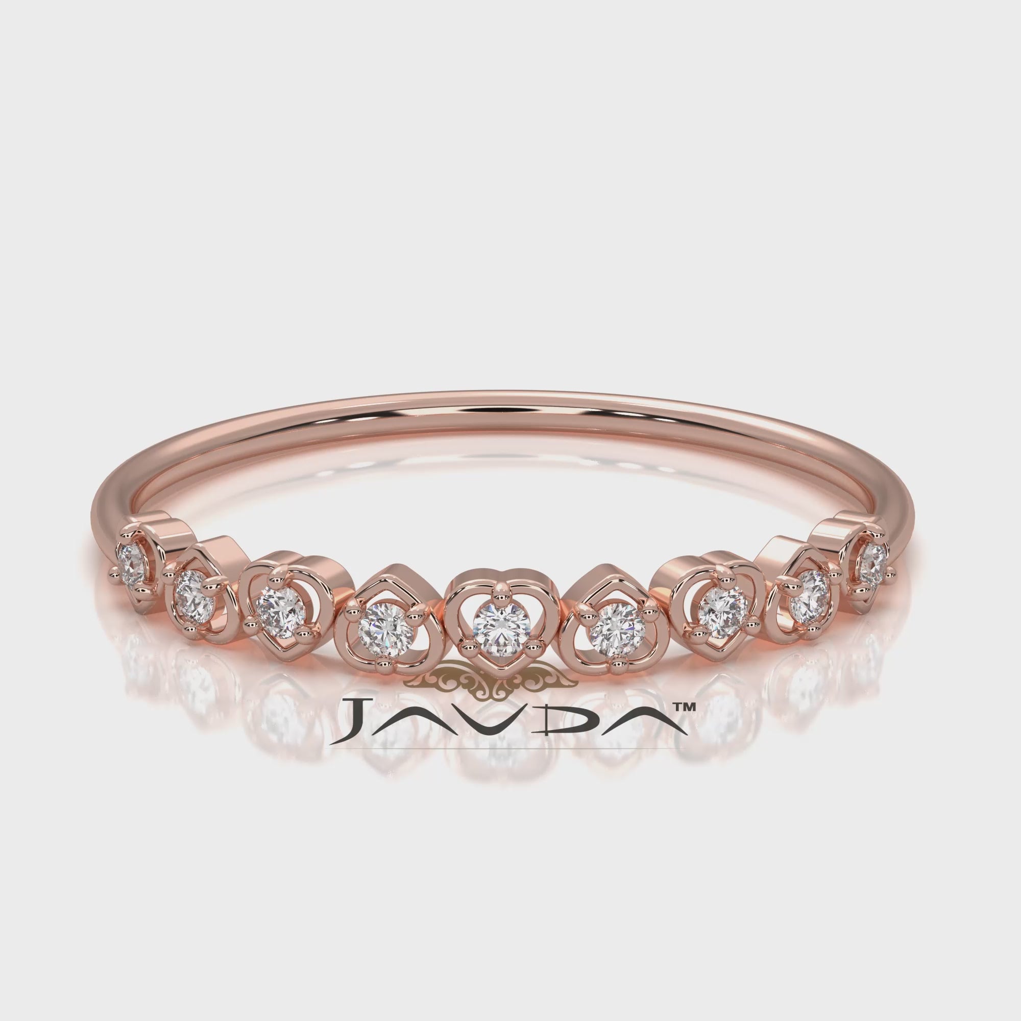 Alternating Round Cut Lab Diamond Prong Set Heart Fashion Ring 0.06ctw.