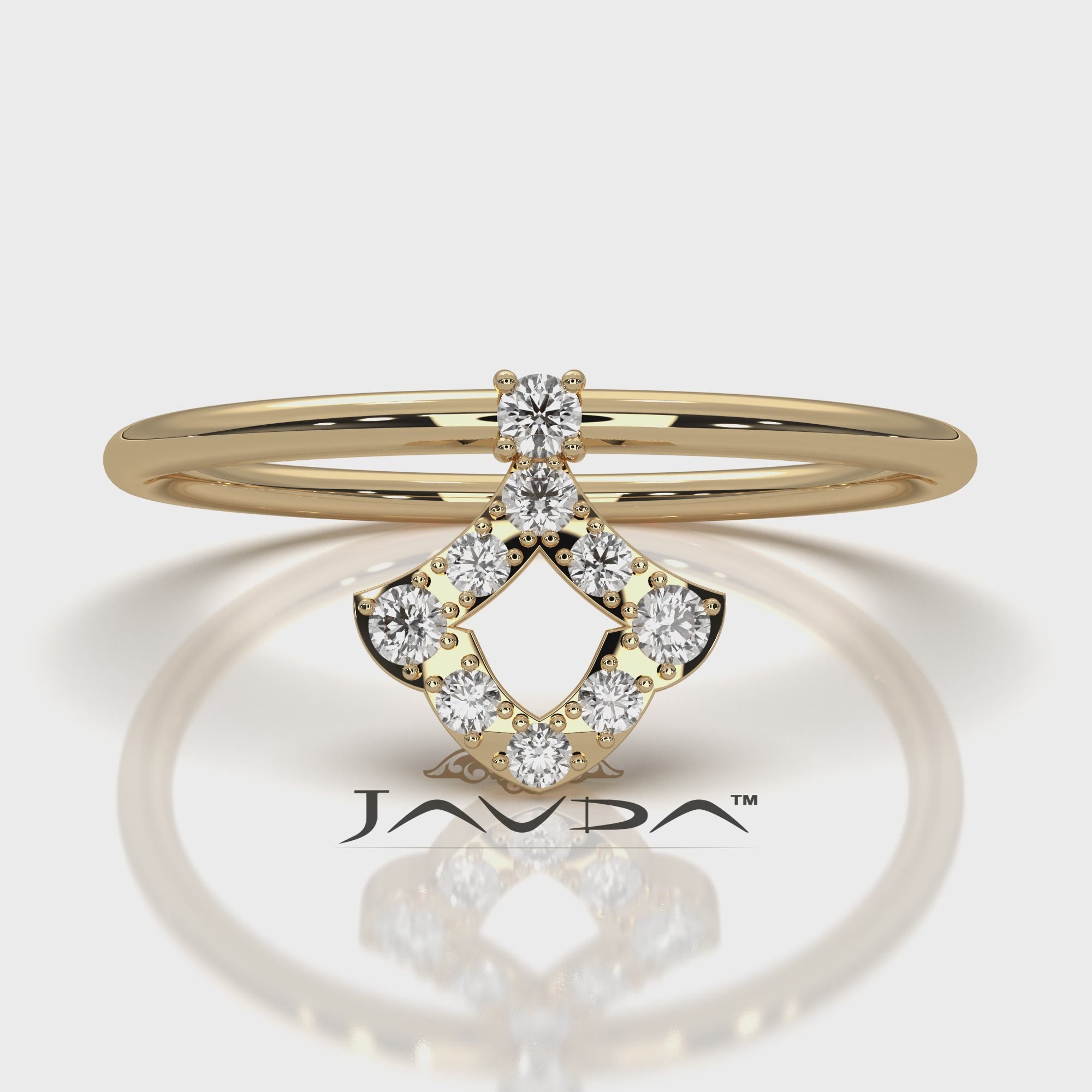 Minimalist Kite Shape Round Cut Lab Diamond Fashion Ring 0.1ctw.