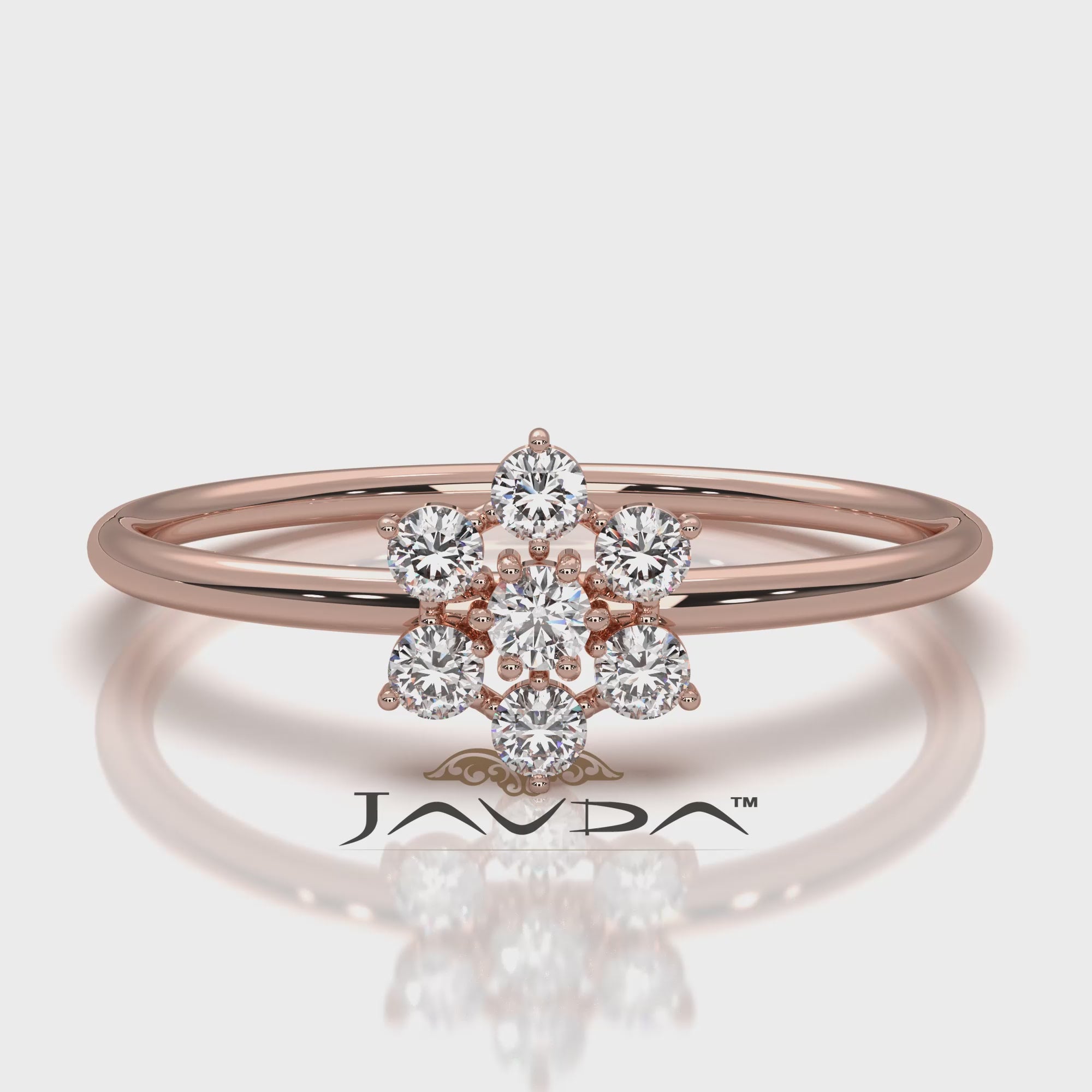 Flower Cluster Minimalist Round Lab Diamond Prong Set Fashion Ring 0.16ctw.