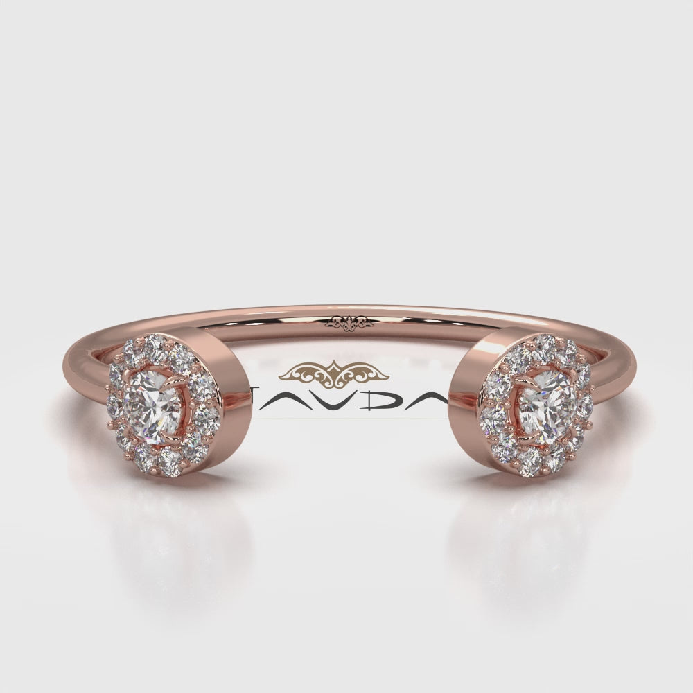 Women's Thin Round Lab Diamond Open Cuff Fashion Ring 0.14ctw.