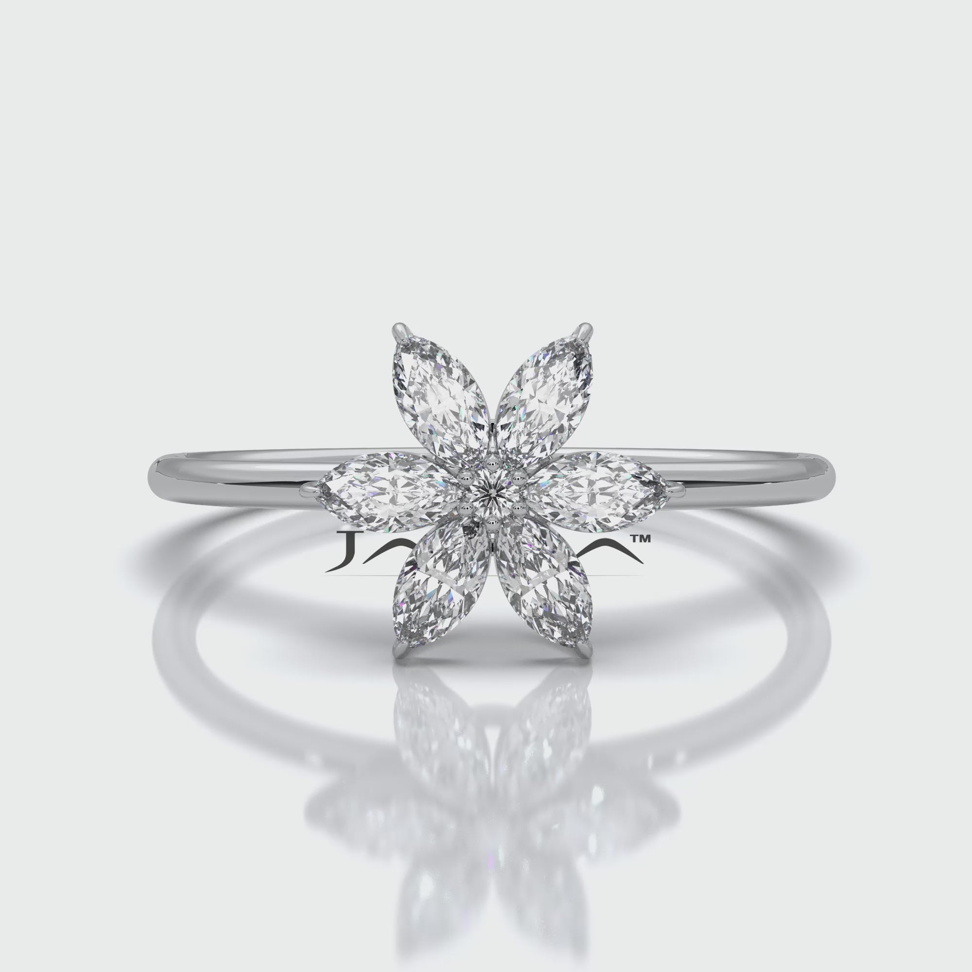 Flower Cluster Basket Minimalist Round Lab Diamond Fashion Ring 0.32ctw.