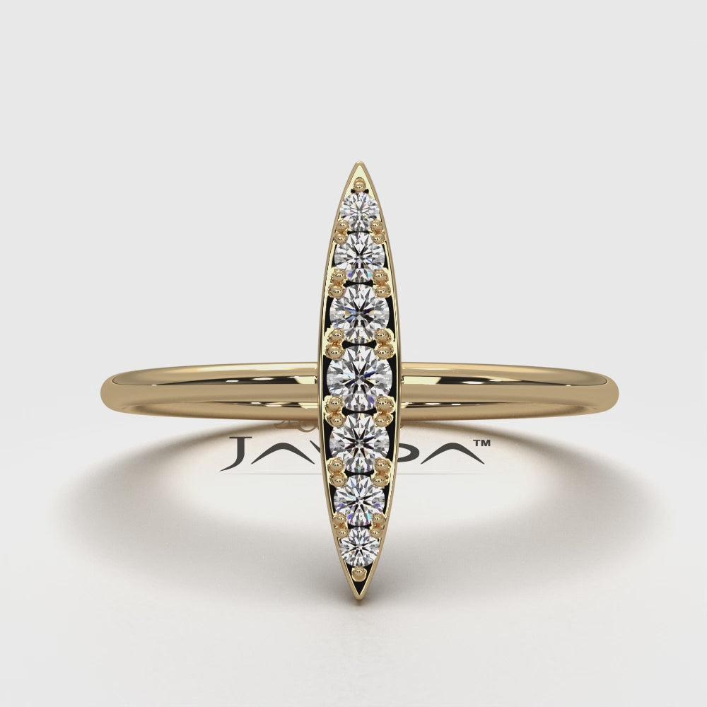 Fashionable Marquise Shape Pave Set Dainty Lab Diamond Ring 0.16ctw.