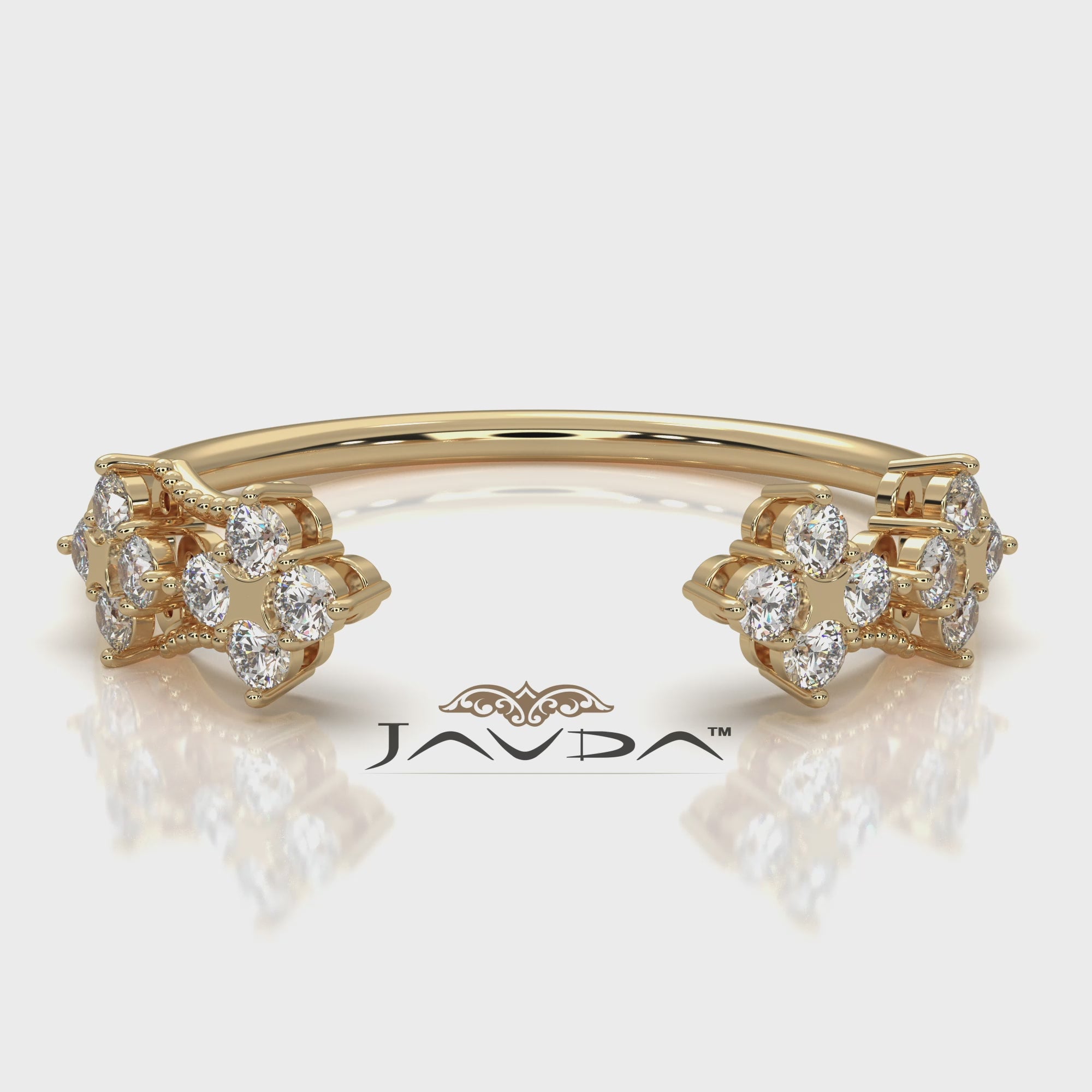 Stackable Open Cuff Prong Set Round Lab Diamond Anniversary Ring 0.2ctw.