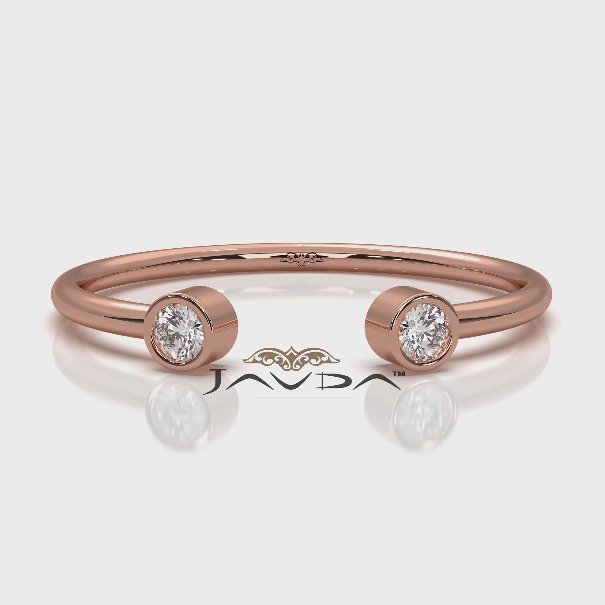 Minimalist Open Cuff Bezel Round Lab Diamond Fashion Ring 0.06ctw.