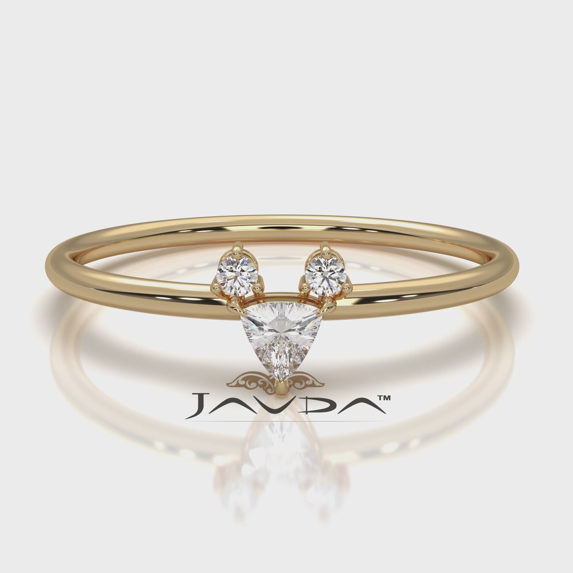 Trillion Cut 3 Stone Prong Set Lab Diamond Anniversary Ring 0.1ctw.