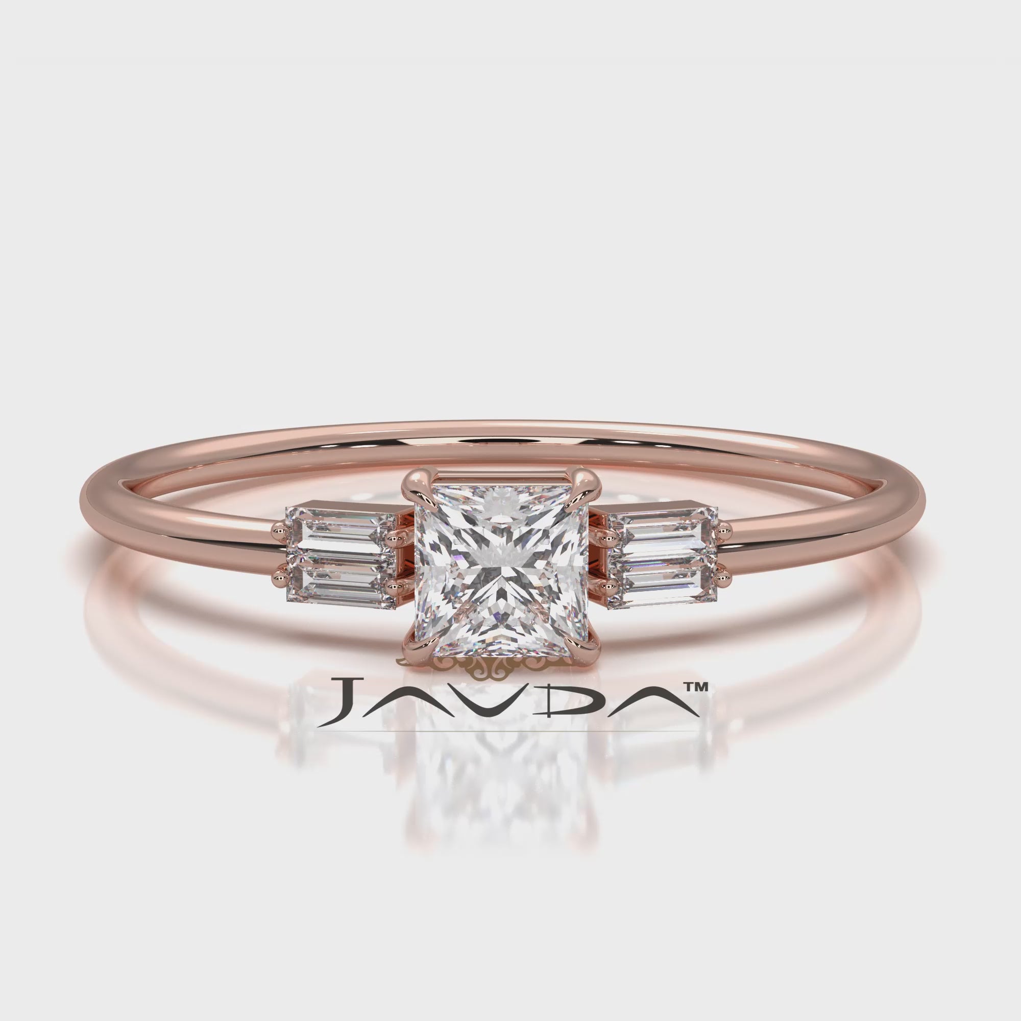 3 Stone Baguette Princess Lab Diamond Fashionable Ring 0.34ctw.