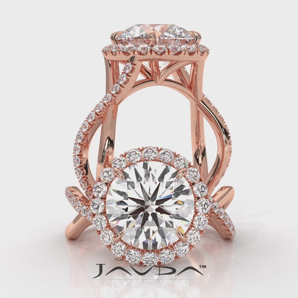 Twisted Halo XOXO Style Lab Grown Diamond Engagement Ring IGI Certified 3.70 Ctw.