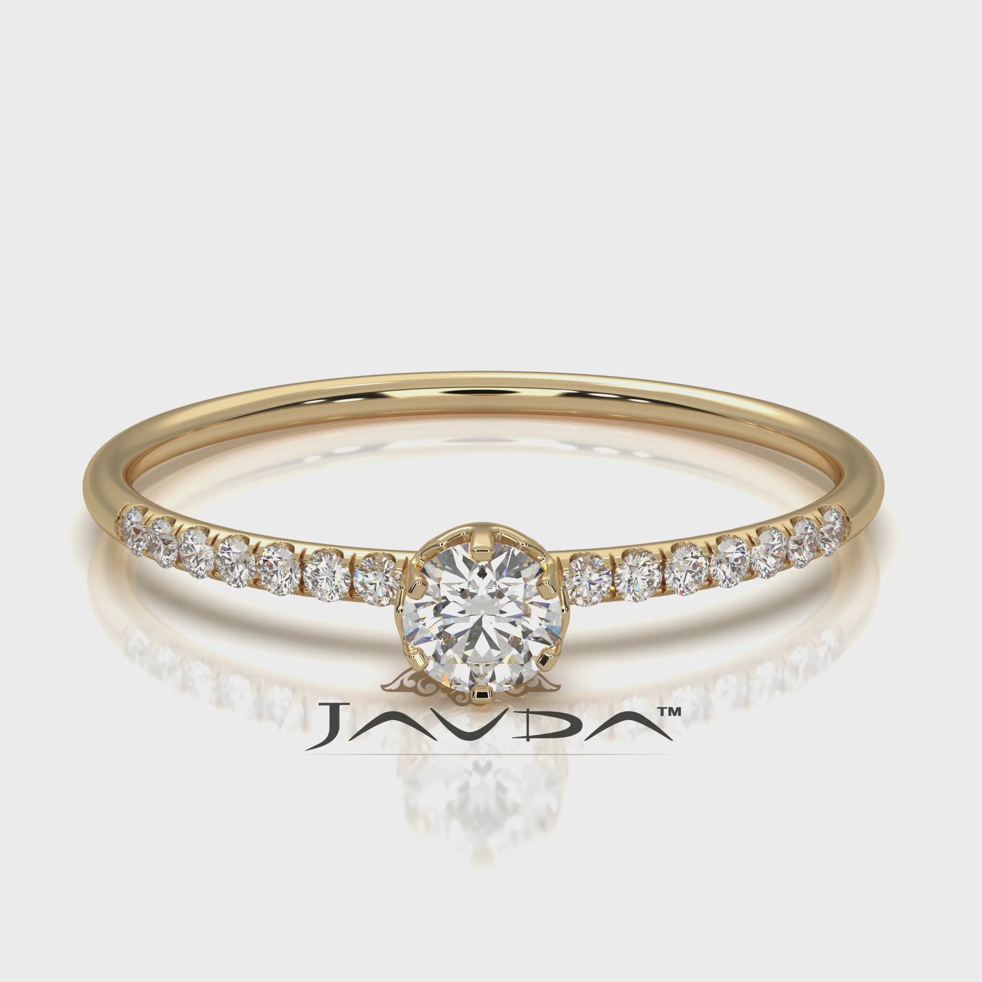 Classic French U Cut Pave Set Round Lab Diamond Fashion Ring 0.19ctw.