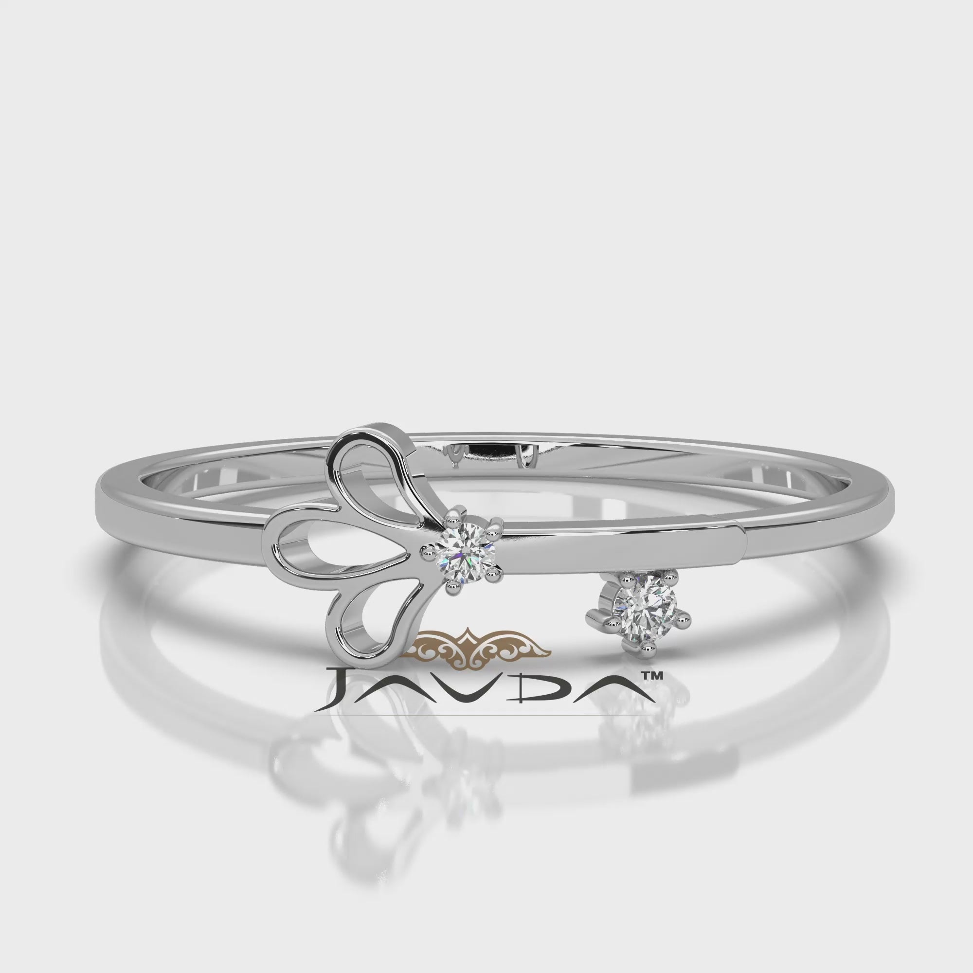 Floral Design Stackable Round Lab Diamond Fashion Ring 0.02ctw.