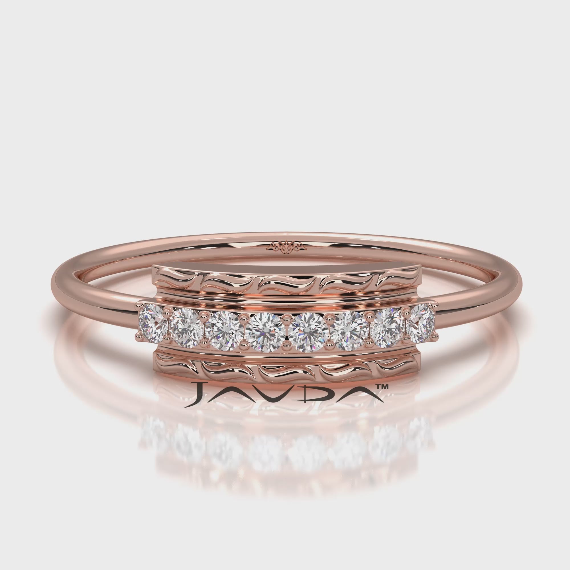 Stackable Pave Set Round Lab Diamond Anniversary Ring 0.08ctw.