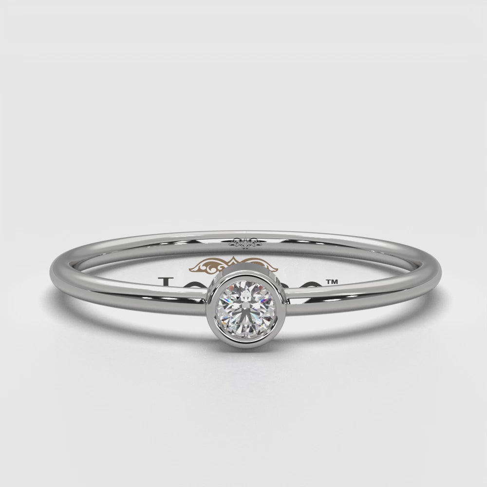 Slim Solitaire Bezel Round Lab Diamond Fashion Ring 0.06ctw.