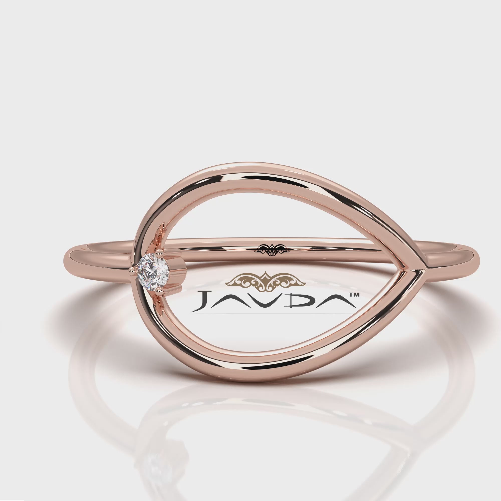 Sleek and Slim Profile Fashionable Open Round Lab Diamond Ring 0.02ctw.