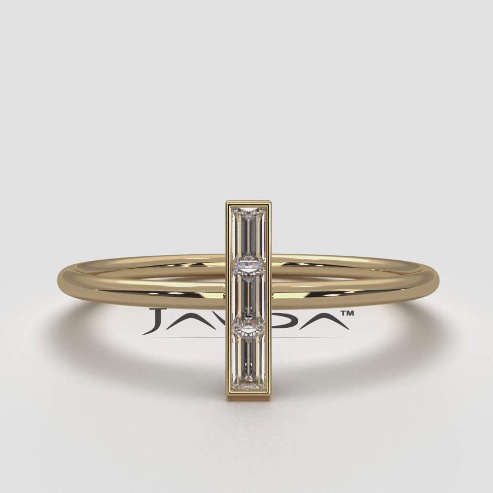 Vertically Set baguette Lab Diamond Fashion Ring 0.13ctw.