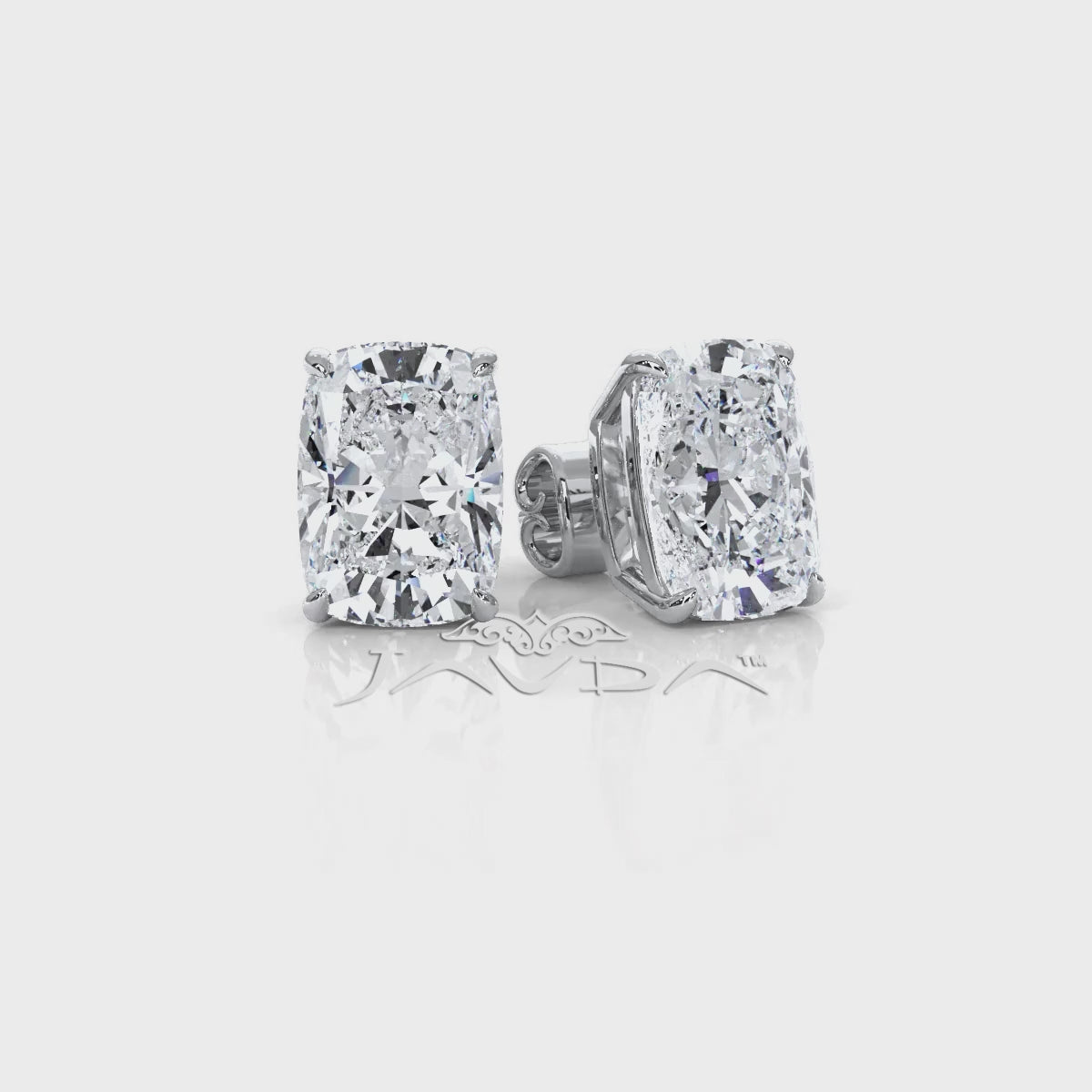 Cushion Lab Grown Diamond Stud Earring IGI Certified in 14k White Gold 4.07 Ctw.