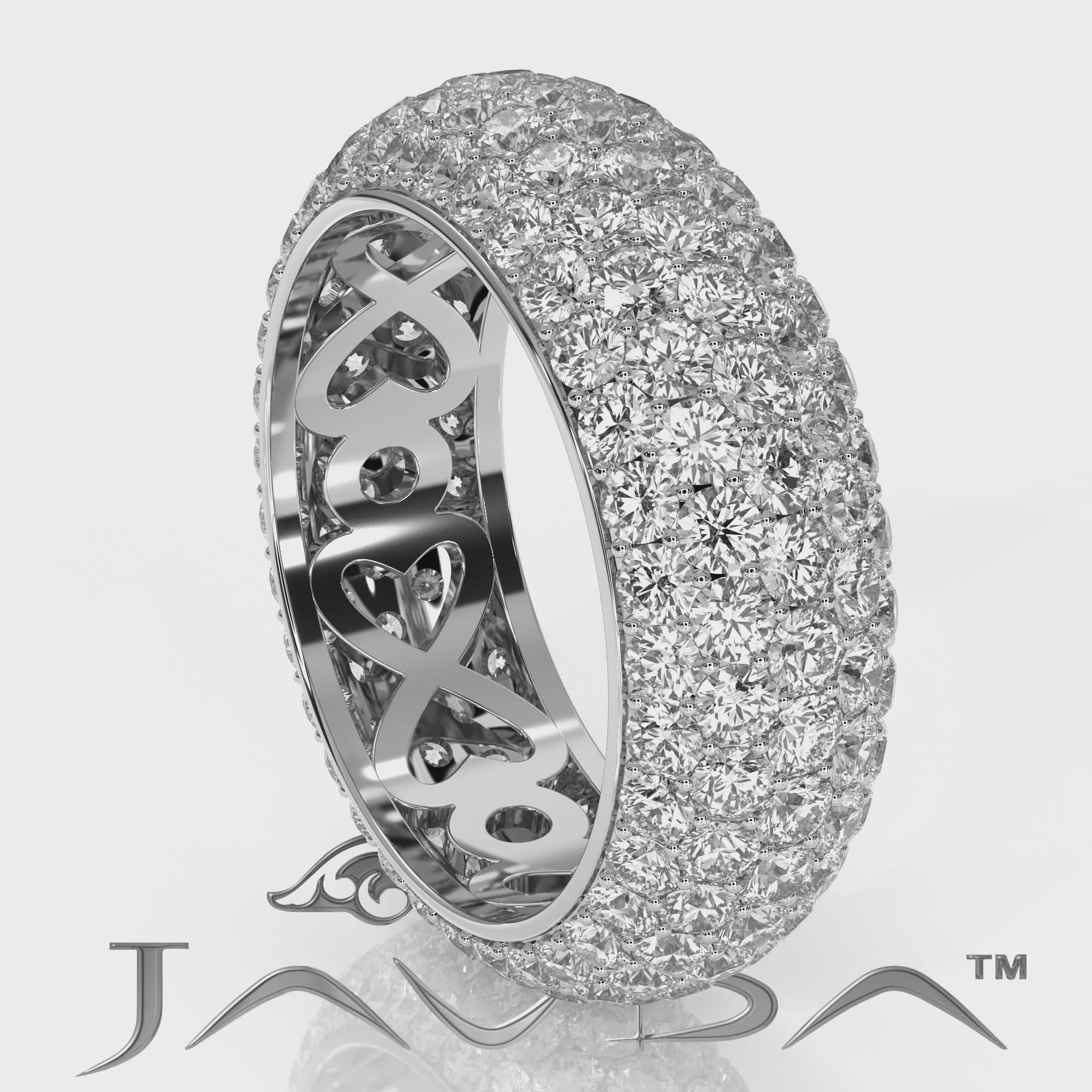 5 Row Round Lab Grown Diamond Women's Eternity Wedding Band 3.95 Ctw.