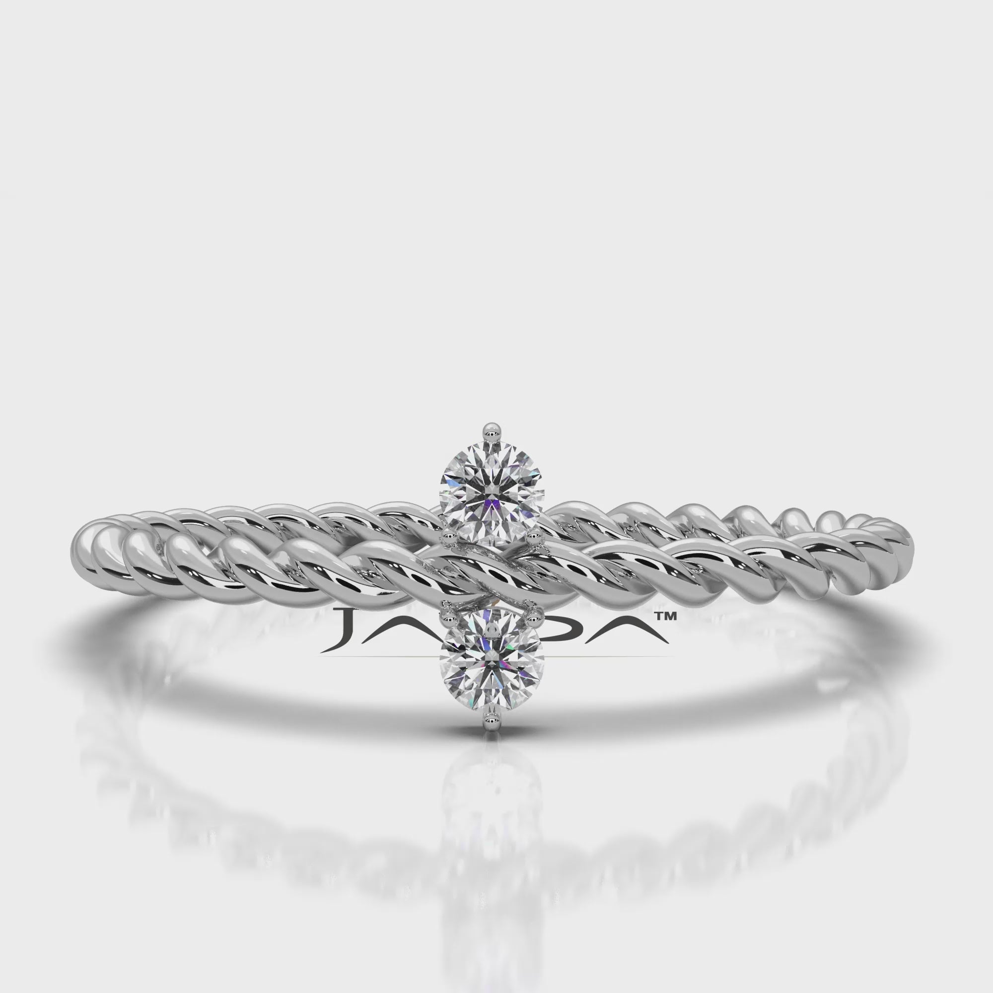 Twisted Rope 2 Stone Round Lab Diamond Fashion Ring 0.08ctw.