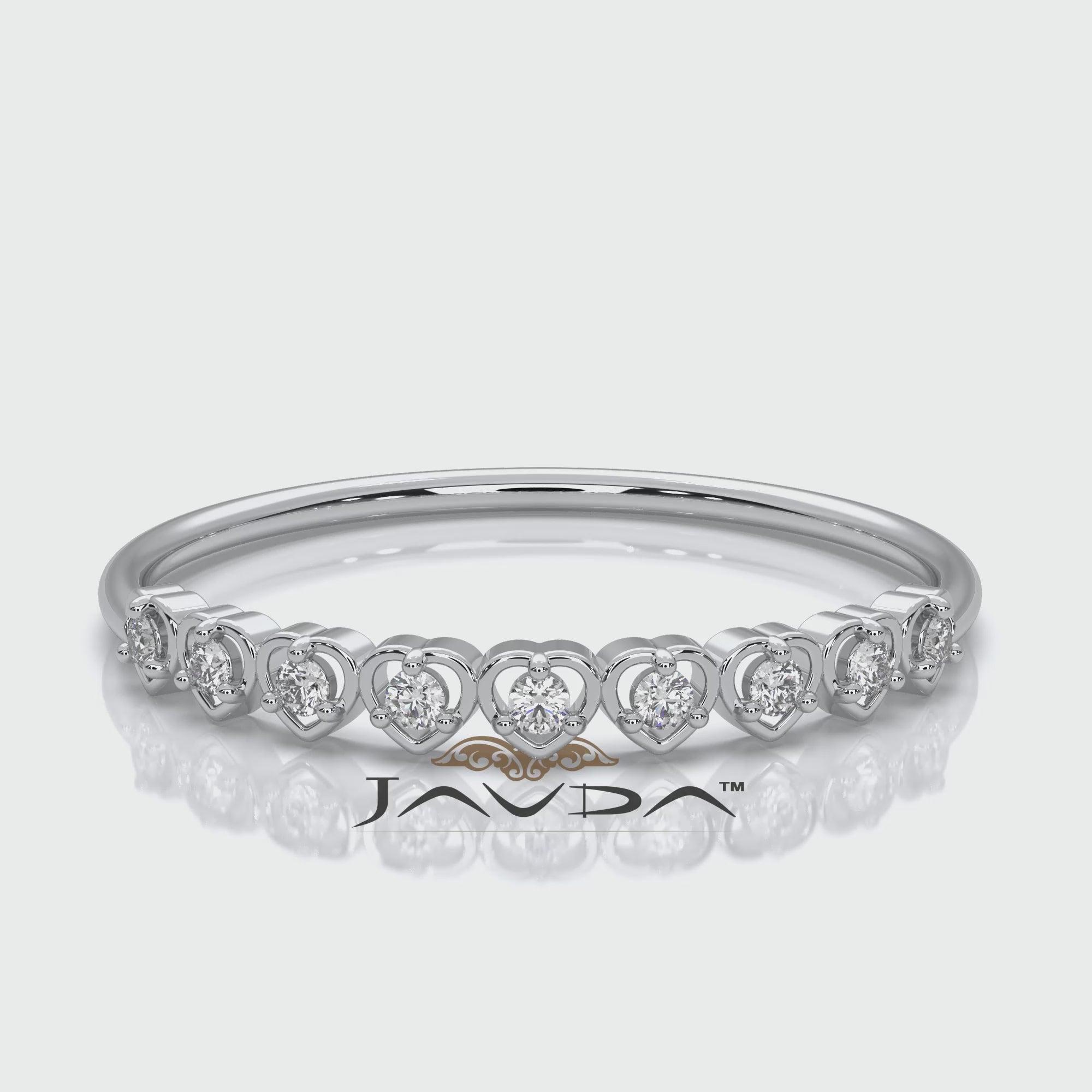 9 Stone Round Cut Lab Diamond Heart Fashion Ring 0.06ctw.