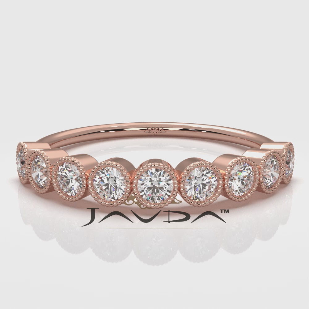 Round Lab Diamond Milgrain Edge Bezel Set Fashion Ring 0.47ctw.