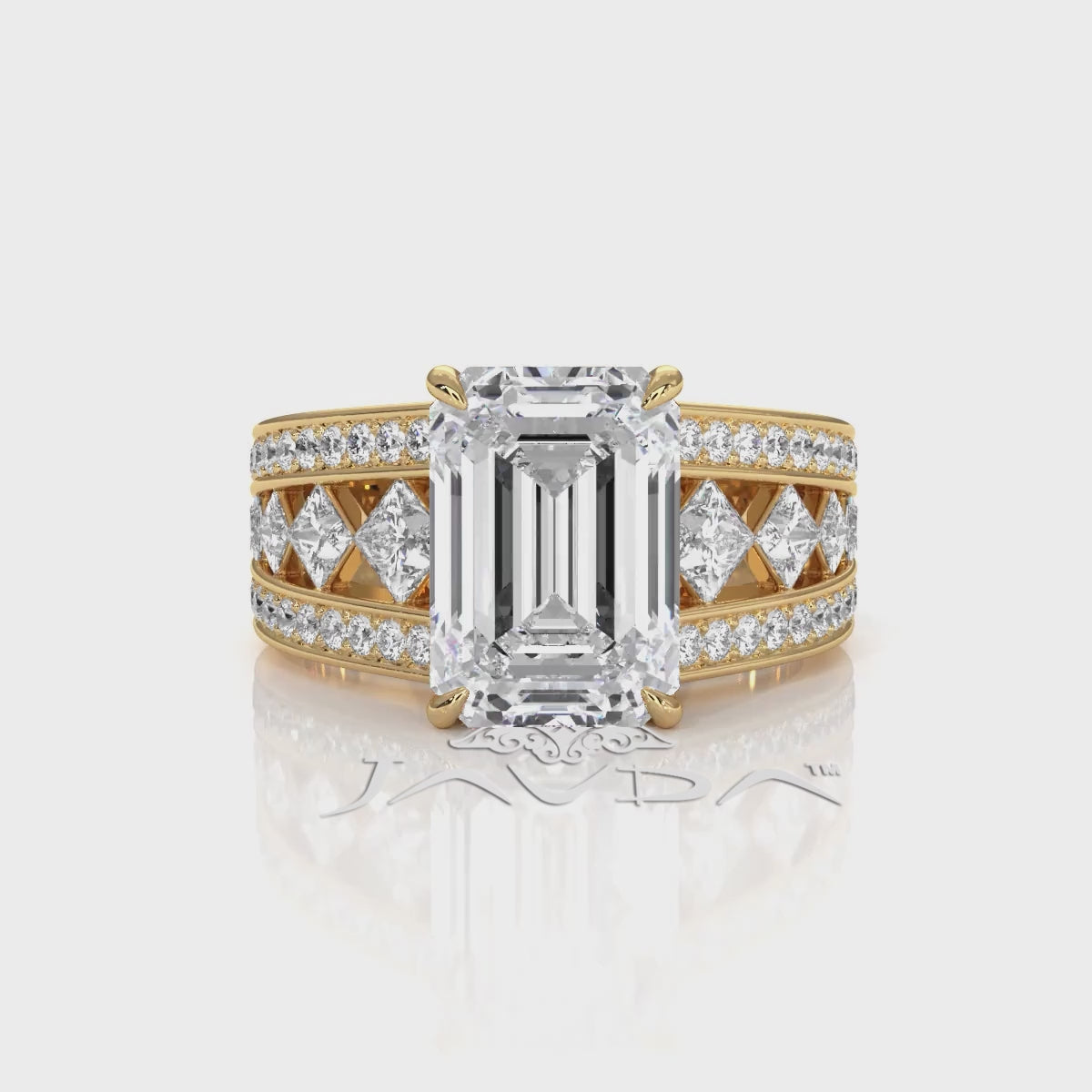 Emerald Cut Lab Grown Diamond Engagement Ring 4.25 Ct IGI Certified with Side Stones