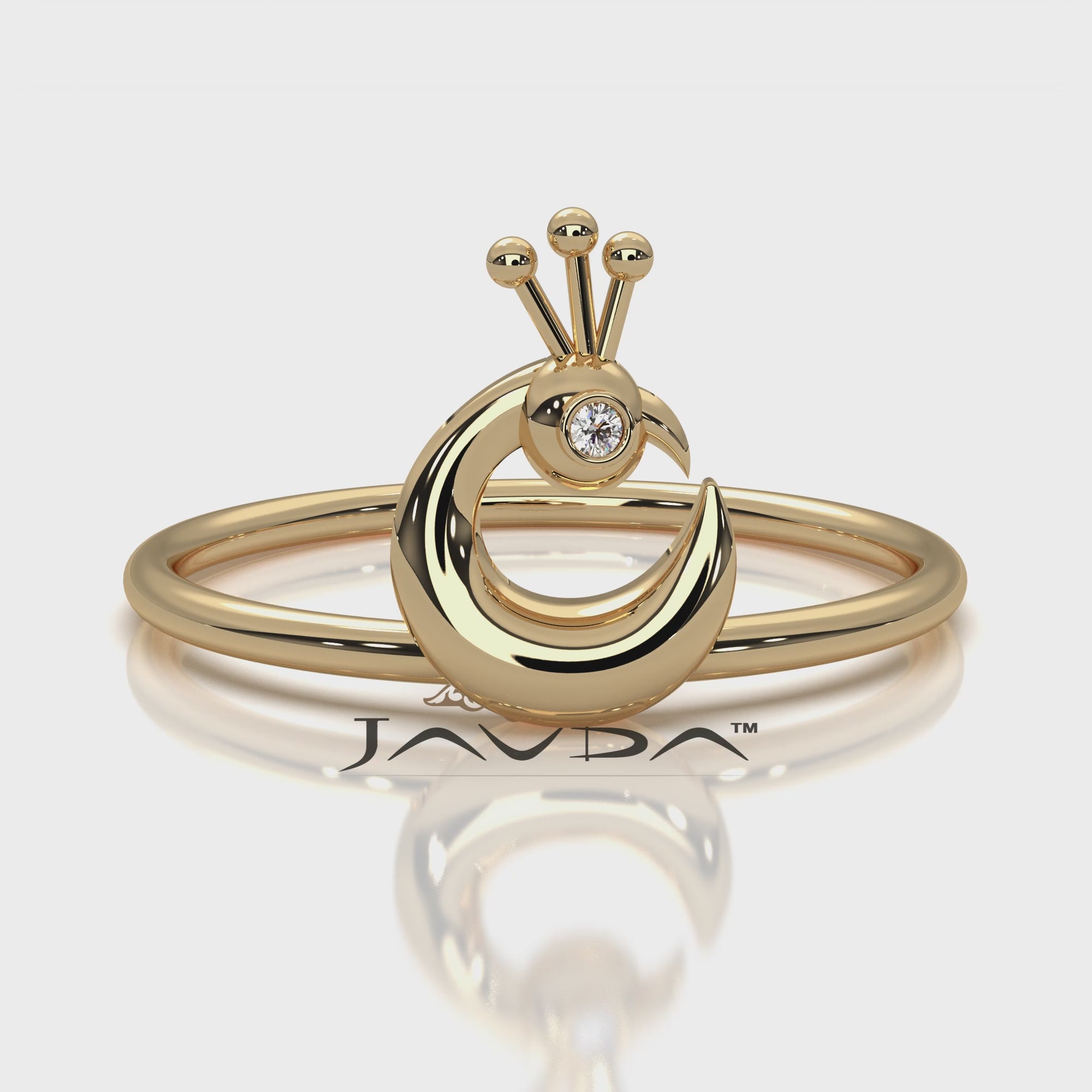 Bezel Set Fashionable Light Weight Peacock Lab Diamond Ring 0.01ctw.