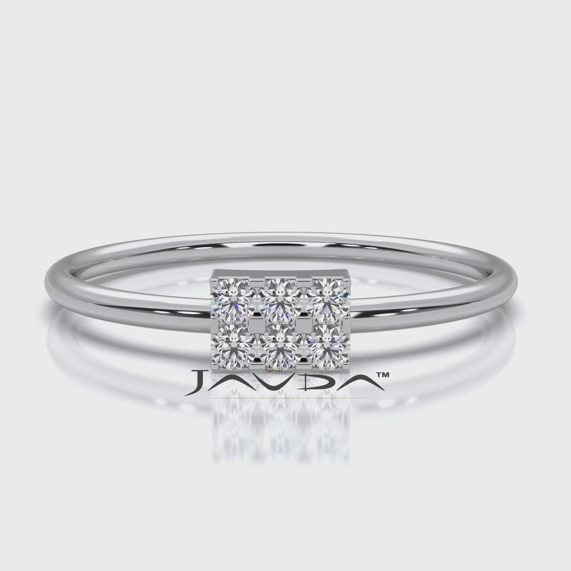 Slim Minimalist Rectangle Shape Lab Diamond Engagement Ring 0.11ctw.