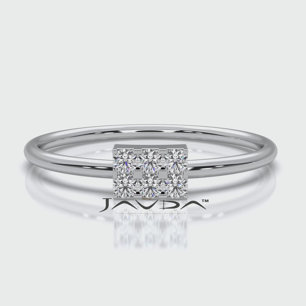 Slim Minimalist Rectangle Shape Lab Diamond Engagement Ring 0.11ctw.