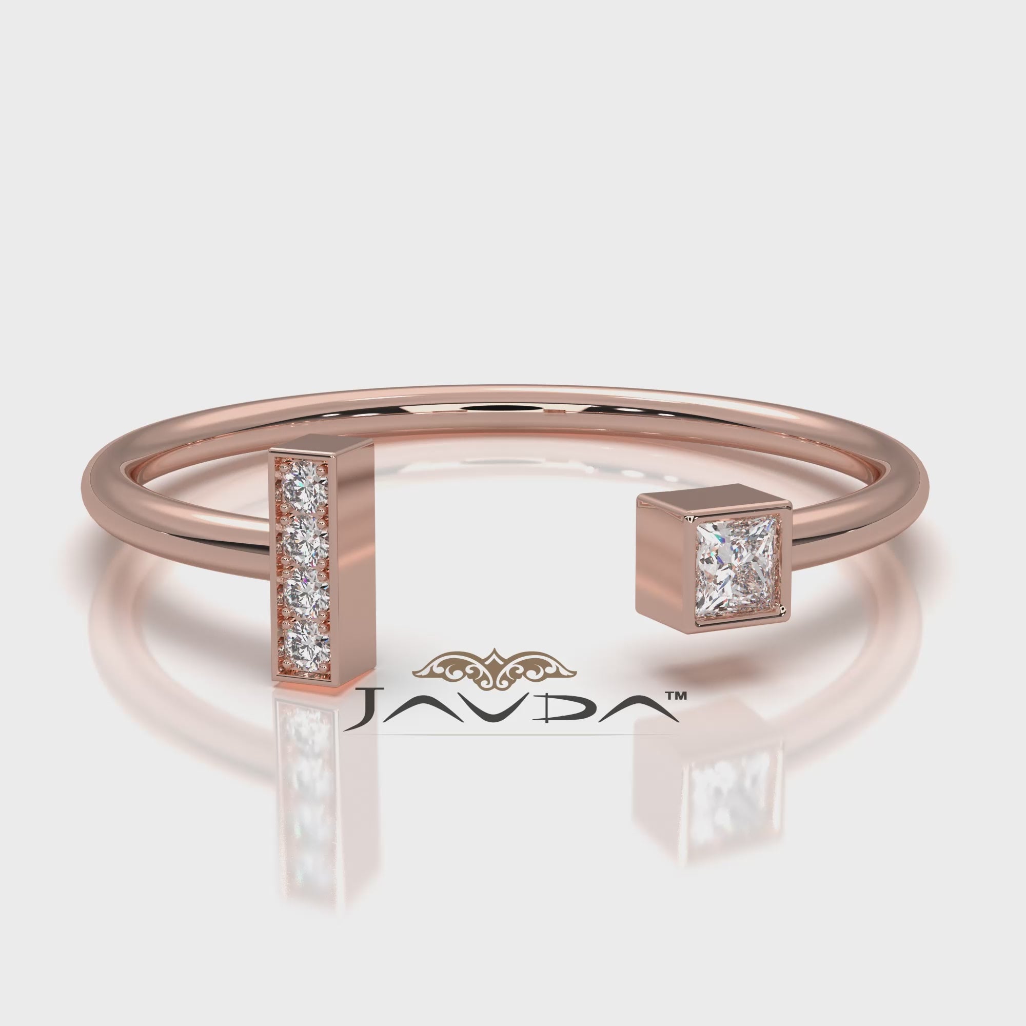 Minimalist Open Cuff Bezel Set Lab Diamond Anniversary Ring 0.07ctw.