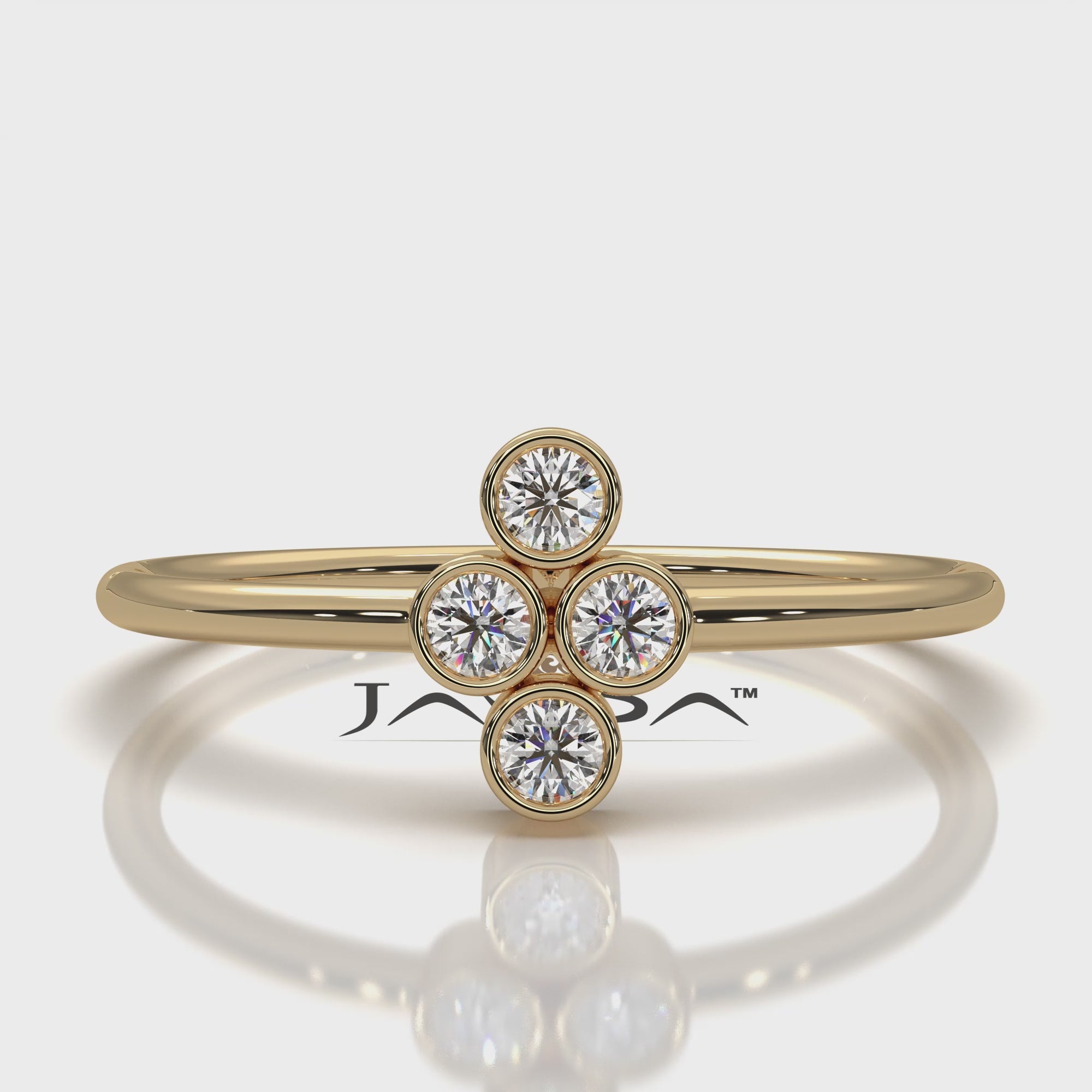 Minimalist Cluster Bezel Set Round Lab Diamond Fashion Ring 0.14ctw.